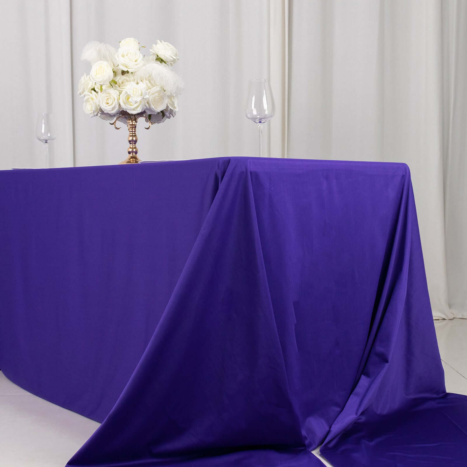 Premium Scuba Rectangular 90x156 Tablecloth Purple - Wrinkle Free, Stain Resistant & Seamless Table Cover