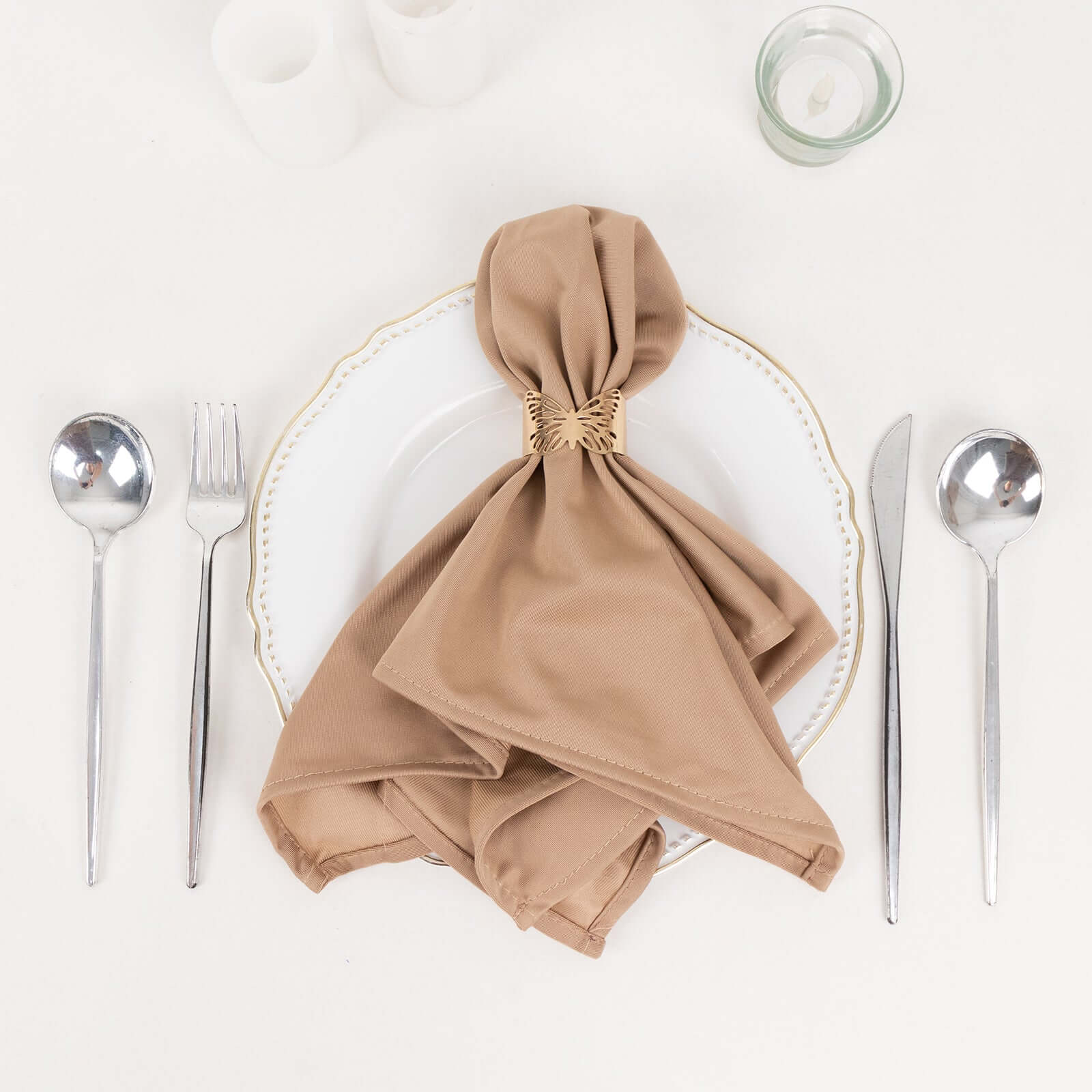 5 Pack Premium Scuba 20x20 Napkins Nude - Durable & Reusable Dinner Napkins