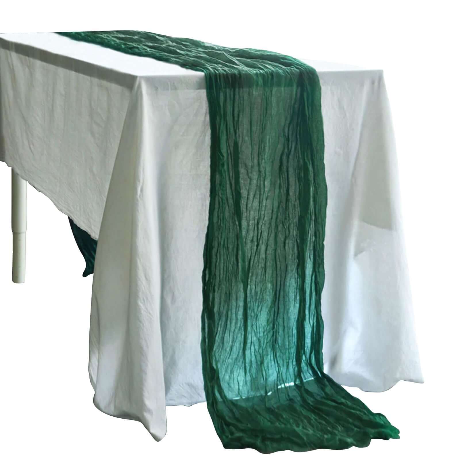 Gauze Cheesecloth 10ft Table Runner Hunter Emerald Green - Rustic Boho Style