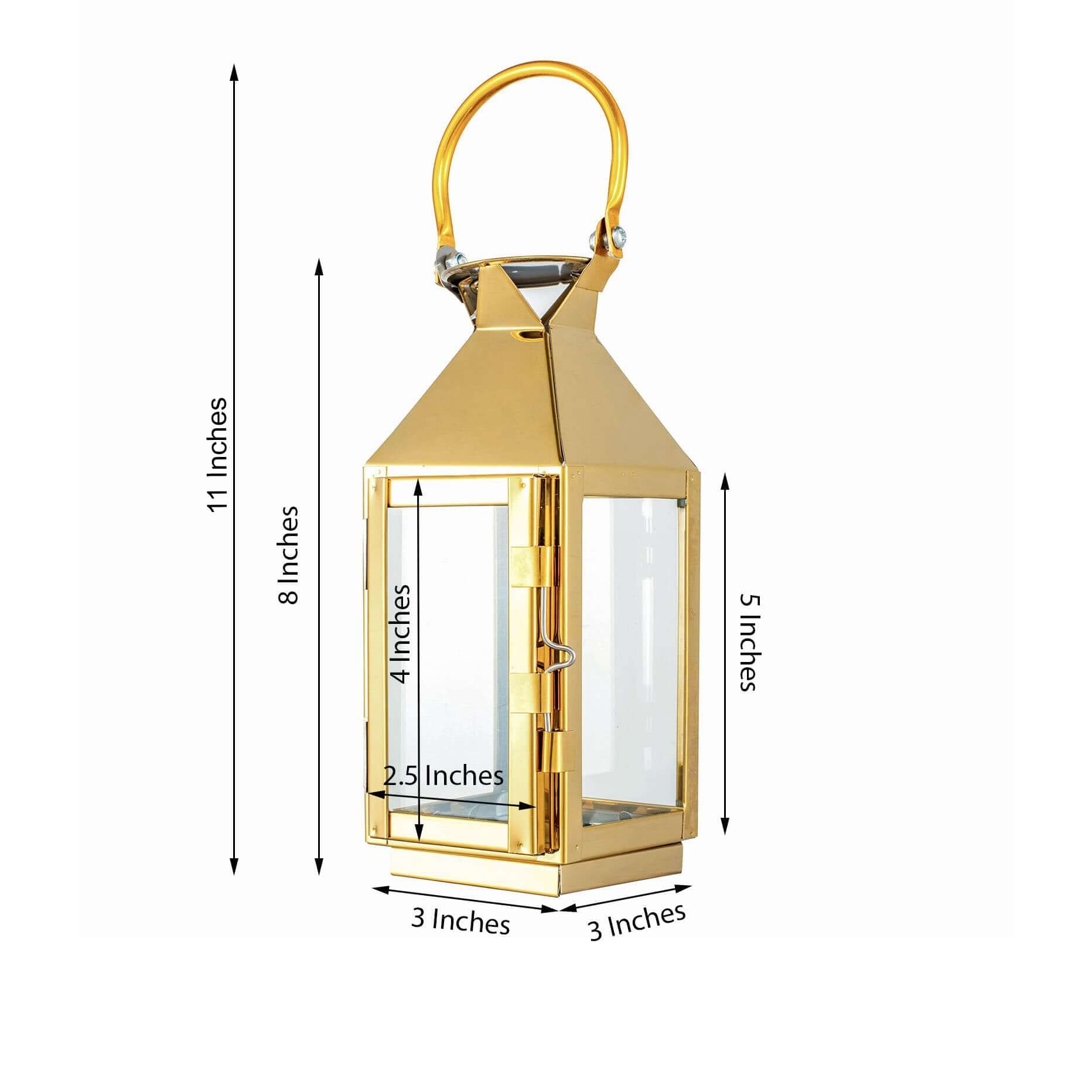 Stainless Steel Candle Lantern Crown Top Design Gold - Outdoor Metal Patio Lantern Centerpiece 8