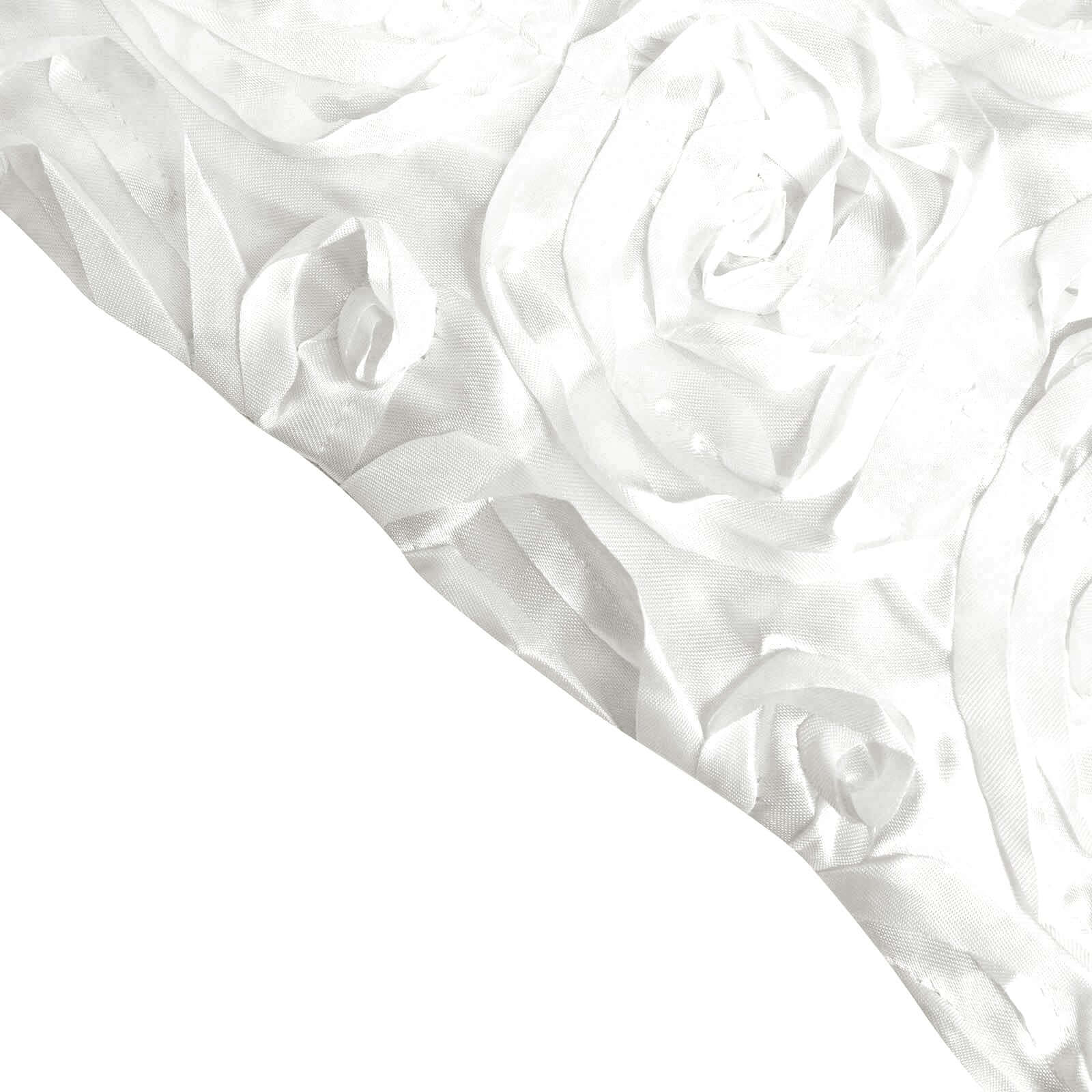 8ftx8ft White Satin Rosette Event Curtain Drapes, Backdrop Event Panel