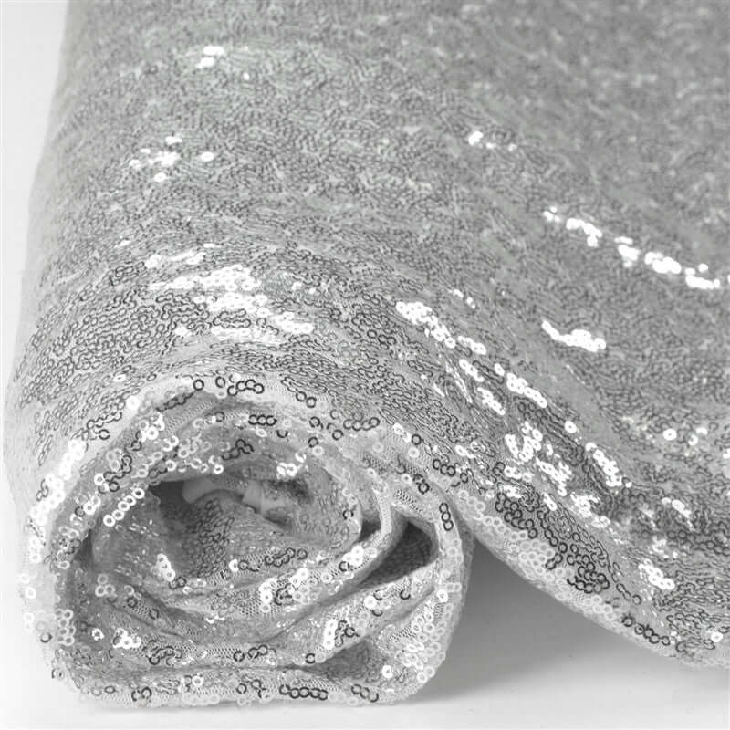 54x4 Yards Silver Sequin Fabric Bolt, Sparkly DIY Craft Fabric Roll