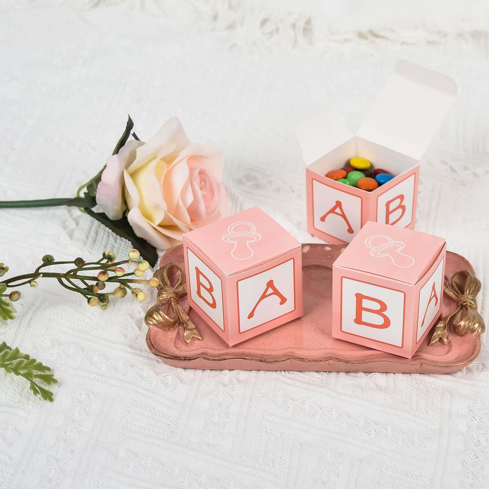 25 Pack 2 Pink Baby Shower Party Favor Candy Gift Boxes