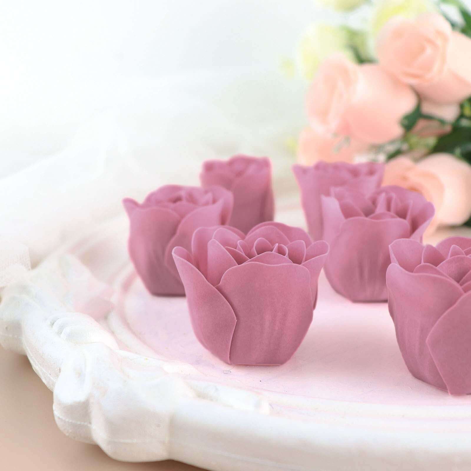 4 Pack 24 Pcs Dusty Rose Scented Rose Soap Heart Shaped Party Favors With Gift Boxes And Ribbon