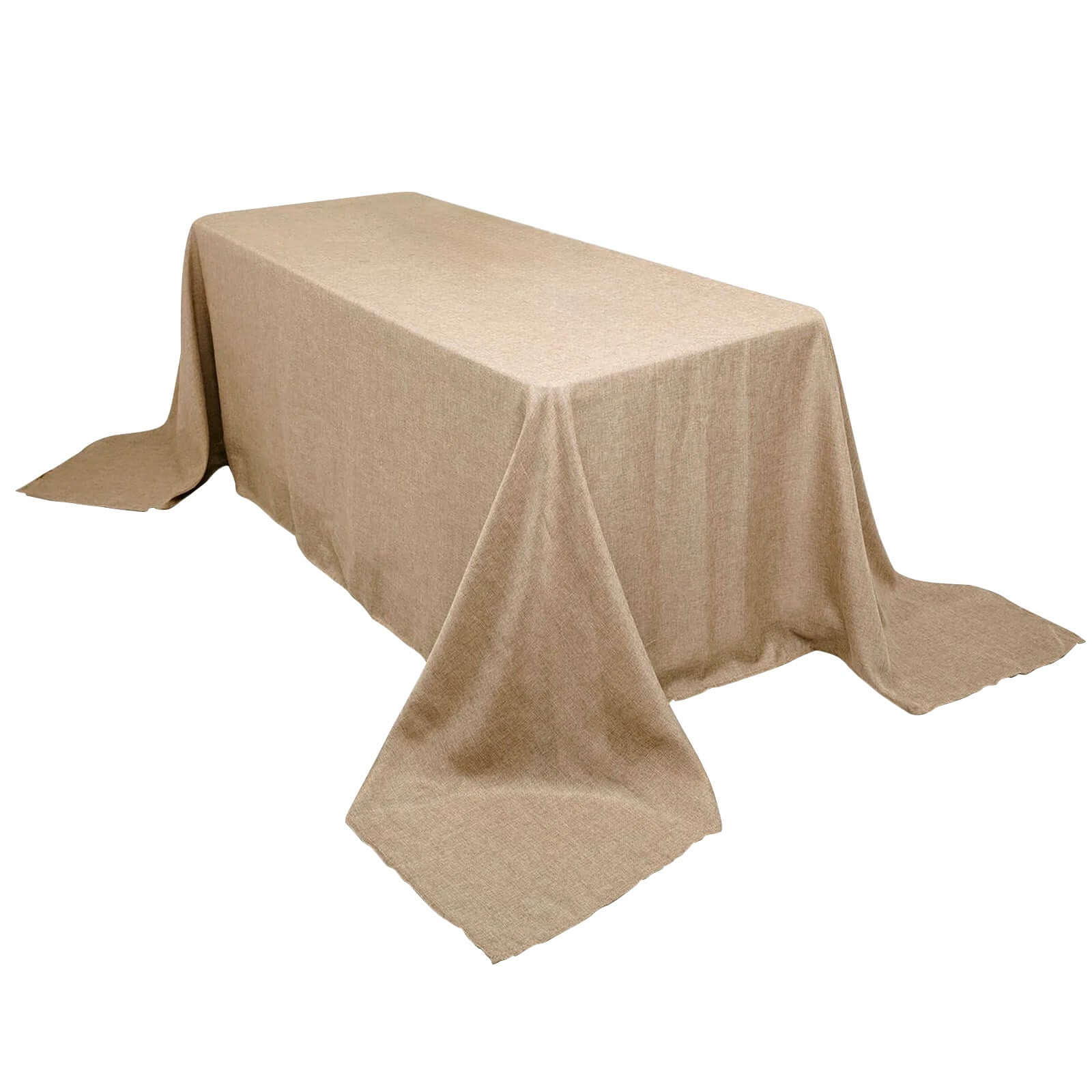 Faux Burlap Jute 90x132 Rectangle Tablecloth Natural - Rustic Seamless Event Table Linen