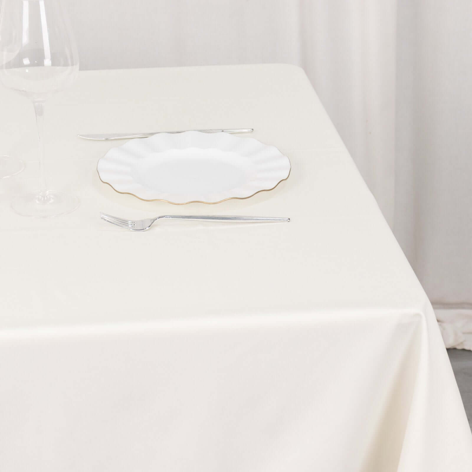 Premium Scuba Square 54x54 Tablecloth Ivory - Wrinkle Free & Stain Resistant Table Cover