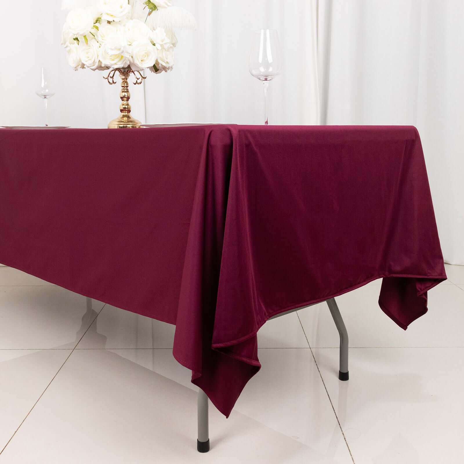 Premium Scuba Rectangular 60x102 Tablecloth Burgundy - Wrinkle Free & Stain Resistant Table Cover