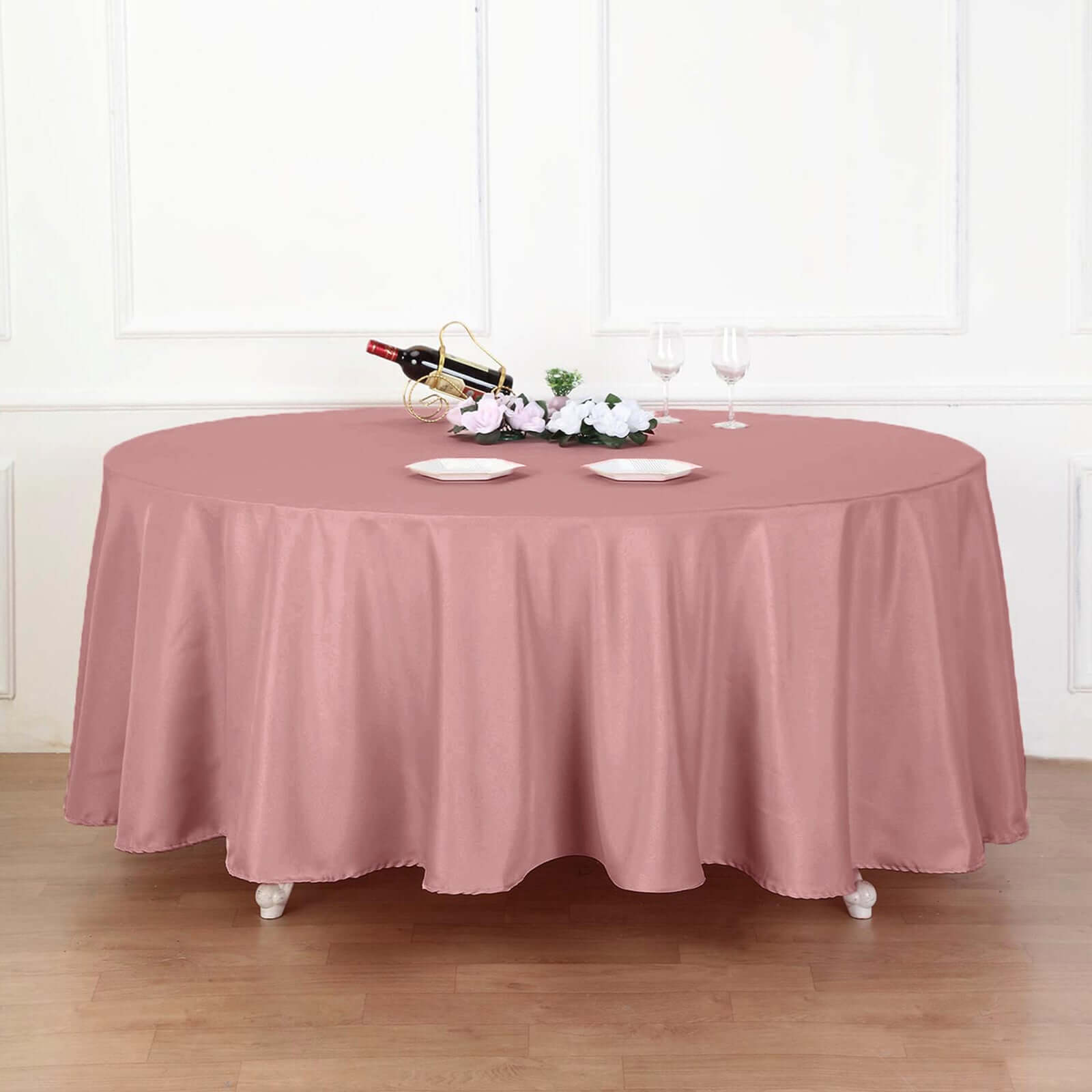 Polyester 120 Round Tablecloth Dusty Rose - Seamless Wrinkle-Resistant Table Cover