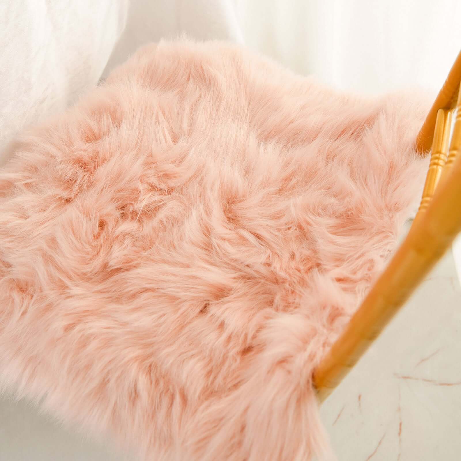 Faux Sheepskin 20 Cushion Cover with Soft Plush Finish Dusty Rose - Stylish Small Shag Area Rug for Events