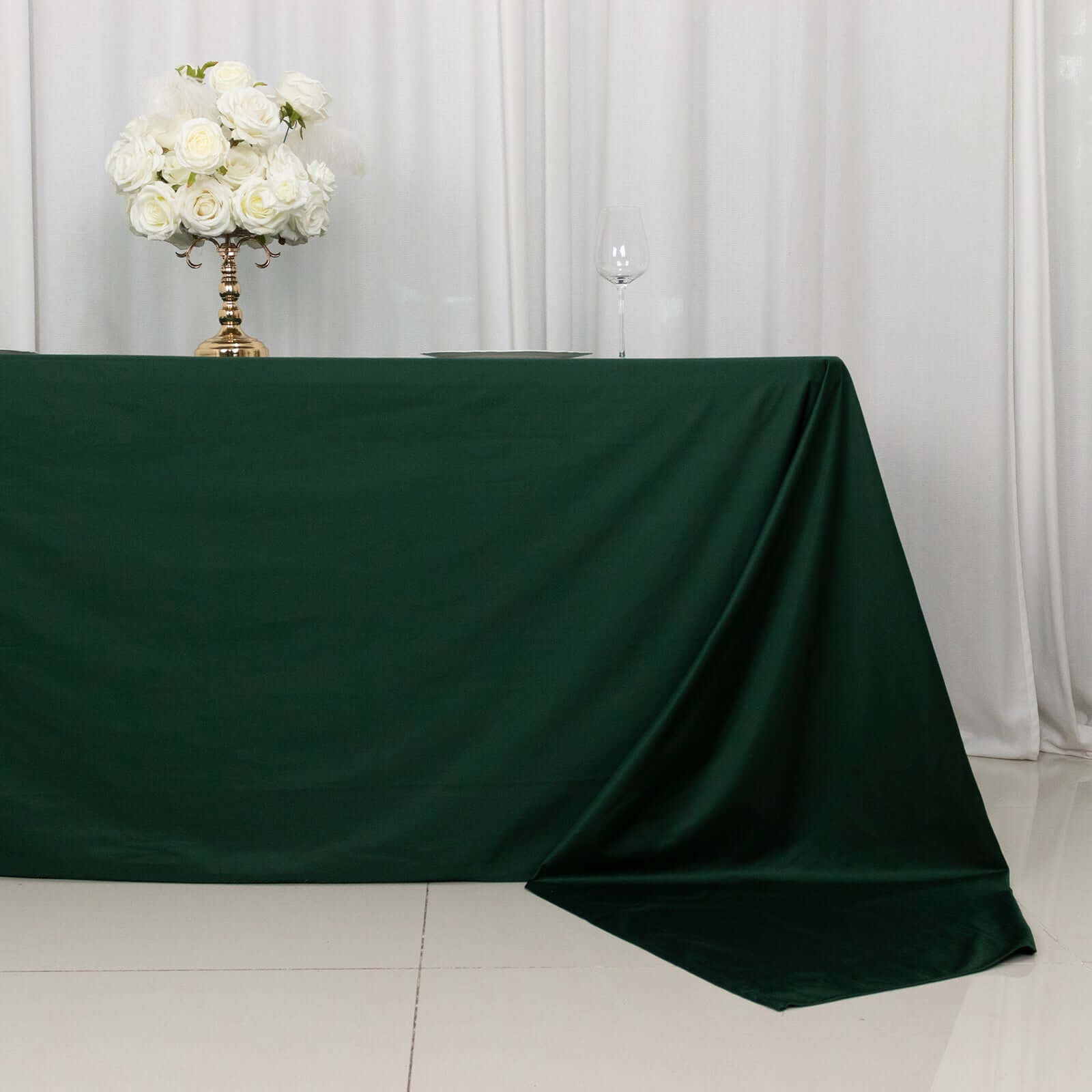 Premium Scuba Rectangular 90x156 Tablecloth Hunter Emerald Green - Wrinkle Free, Stain Resistant & Seamless Table Cover