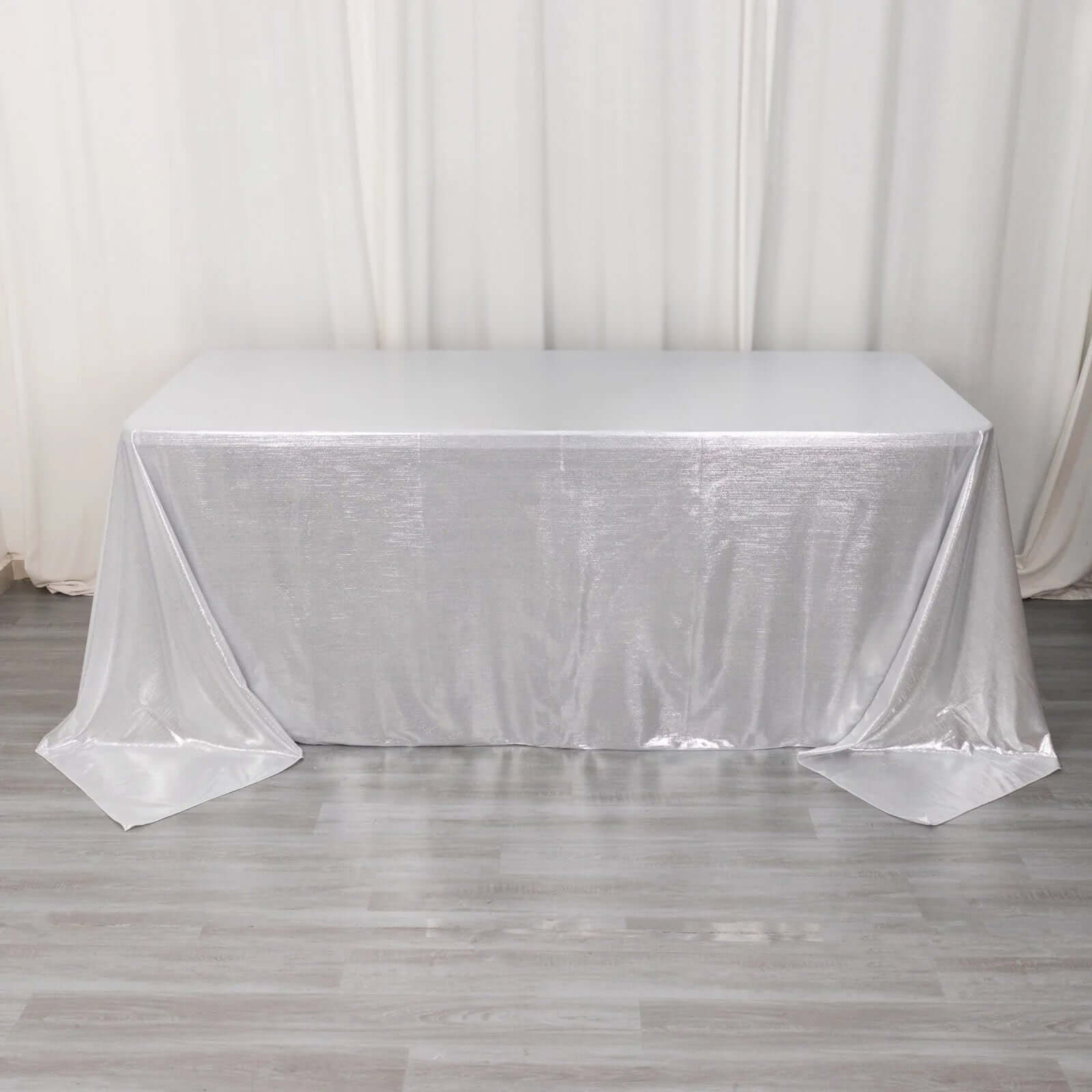 Sequin Dots Polyester 90x132 Rectangle Tablecloth Shimmering Silver - Seamless, Glittering & Wrinkle Free Table Cover