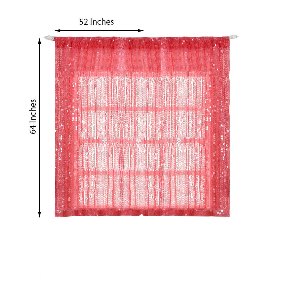 2 Pack Coral Big Payette Sequin Curtains With Rod Pocket Window Treatment Panels - 52x64 - Clearance SALE