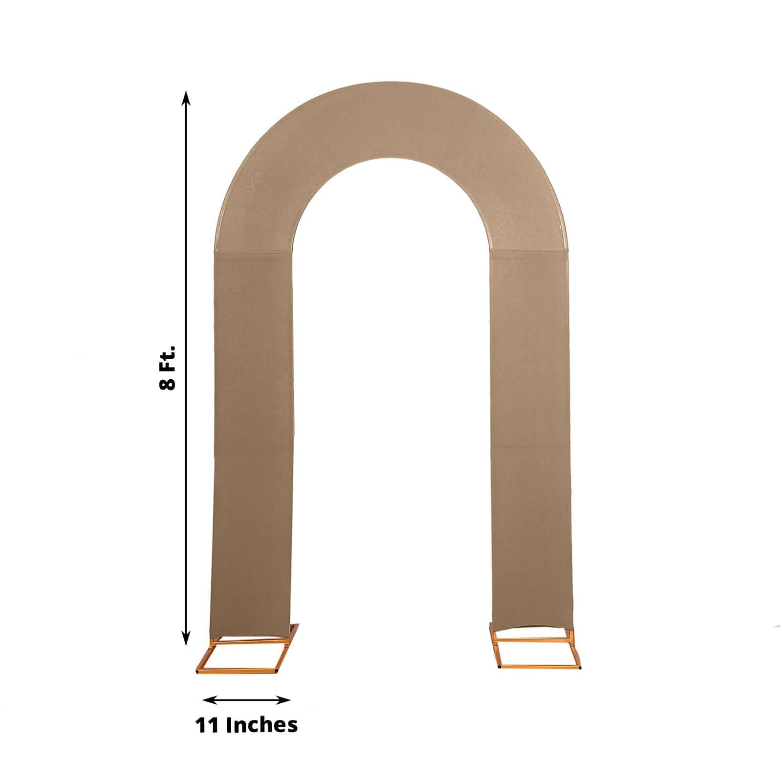 8ft Taupe Spandex Fitted Open Arch Wedding Arch Cover, Double-Sided U-Shaped Backdrop Slipcover