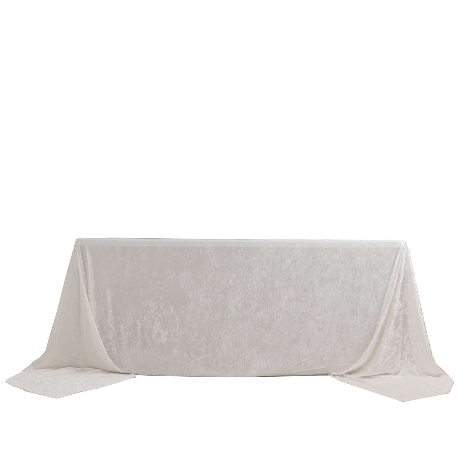 Premium Crushed Velvet 90x156 Rectangle Tablecloth White - Reusable Soft & Sophisticated Seamless Table Cover