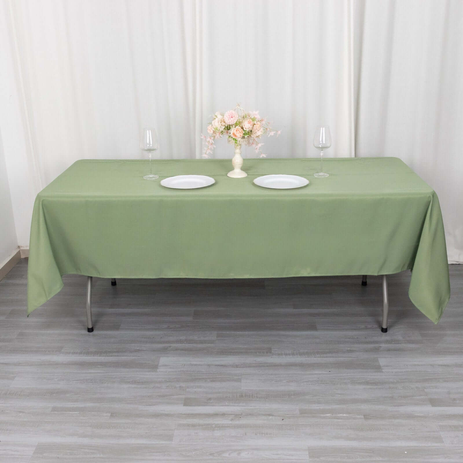 Premium Polyester 60x102 Rectangle Tablecloth Dusty Sage Green - Durable 220GSM Wrinkle-Resistant Table Cover