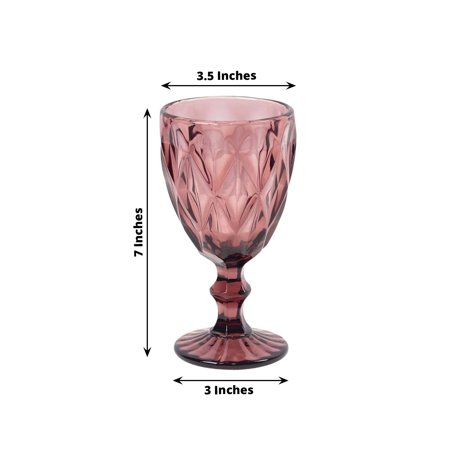 6-Pack Wine Glasses Dusty Rose Embossed Crystal Cut Design Stemmed - Colored Goblets for Parties & Events 12oz 7