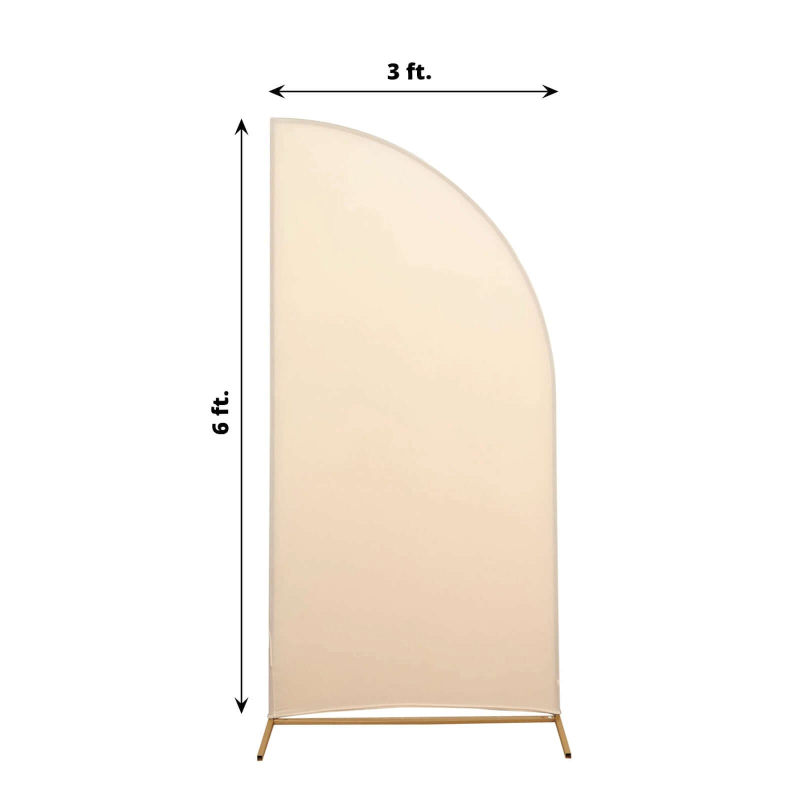 6ft Matte Beige Spandex Half Moon Chiara Backdrop Stand Cover, Custom Fitted Wedding Arch Cover