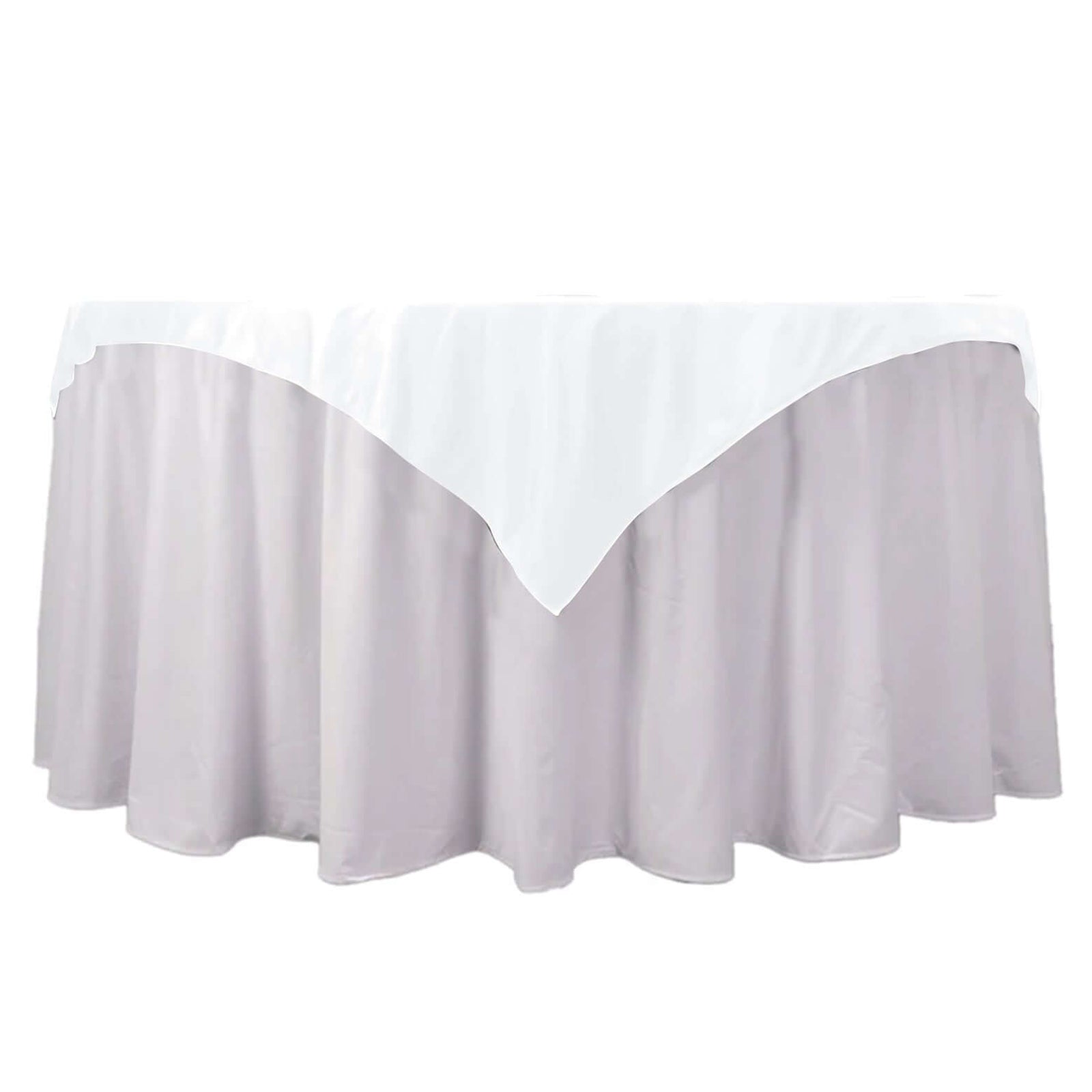 Premium Scuba 54x54 Table Overlay Square Tablecloth White - Wrinkle Free & Stain Resistant Table Cover