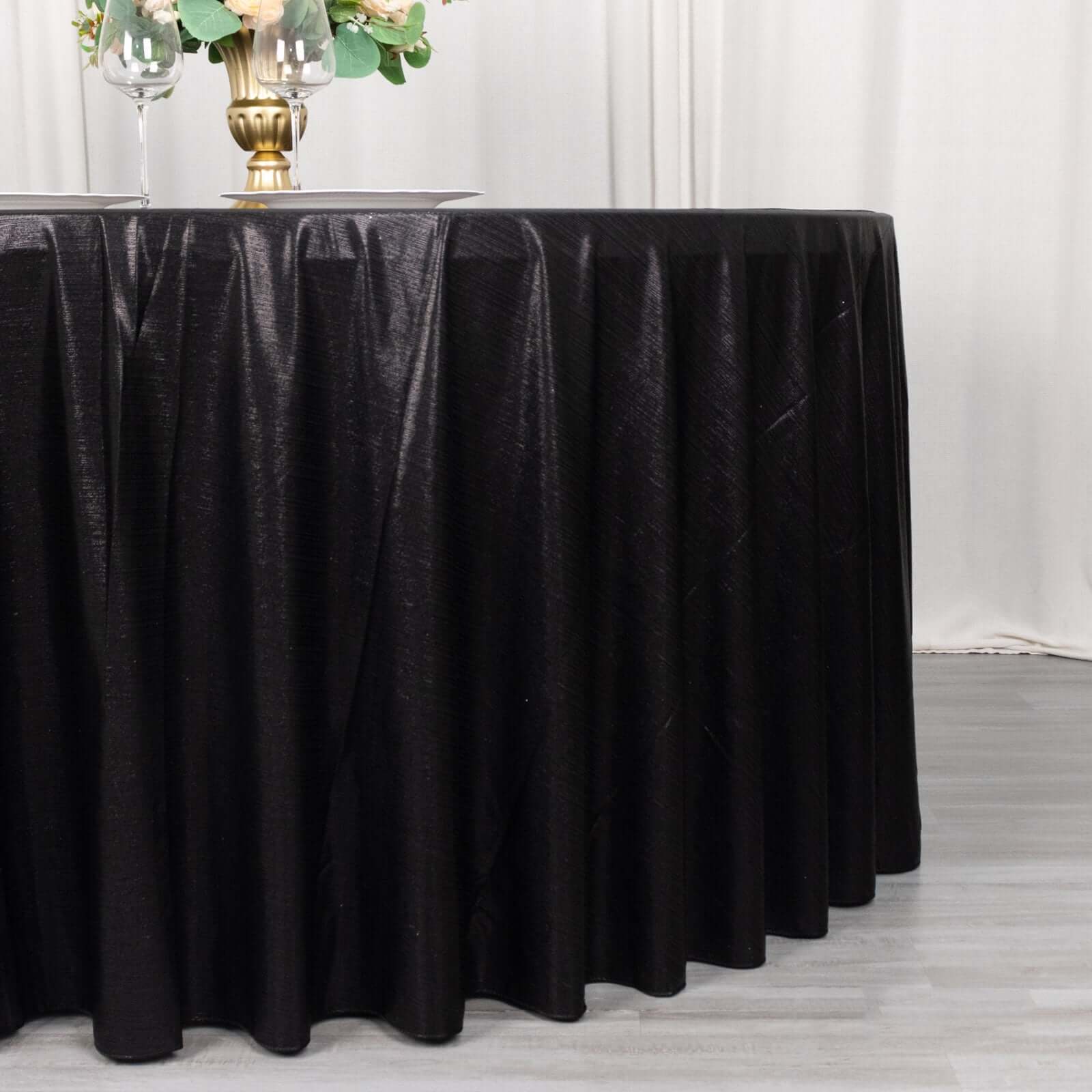 Sequin Dots Polyester Round 120 Tablecloth Black - Wrinkle Free & Sparkling Table Cover