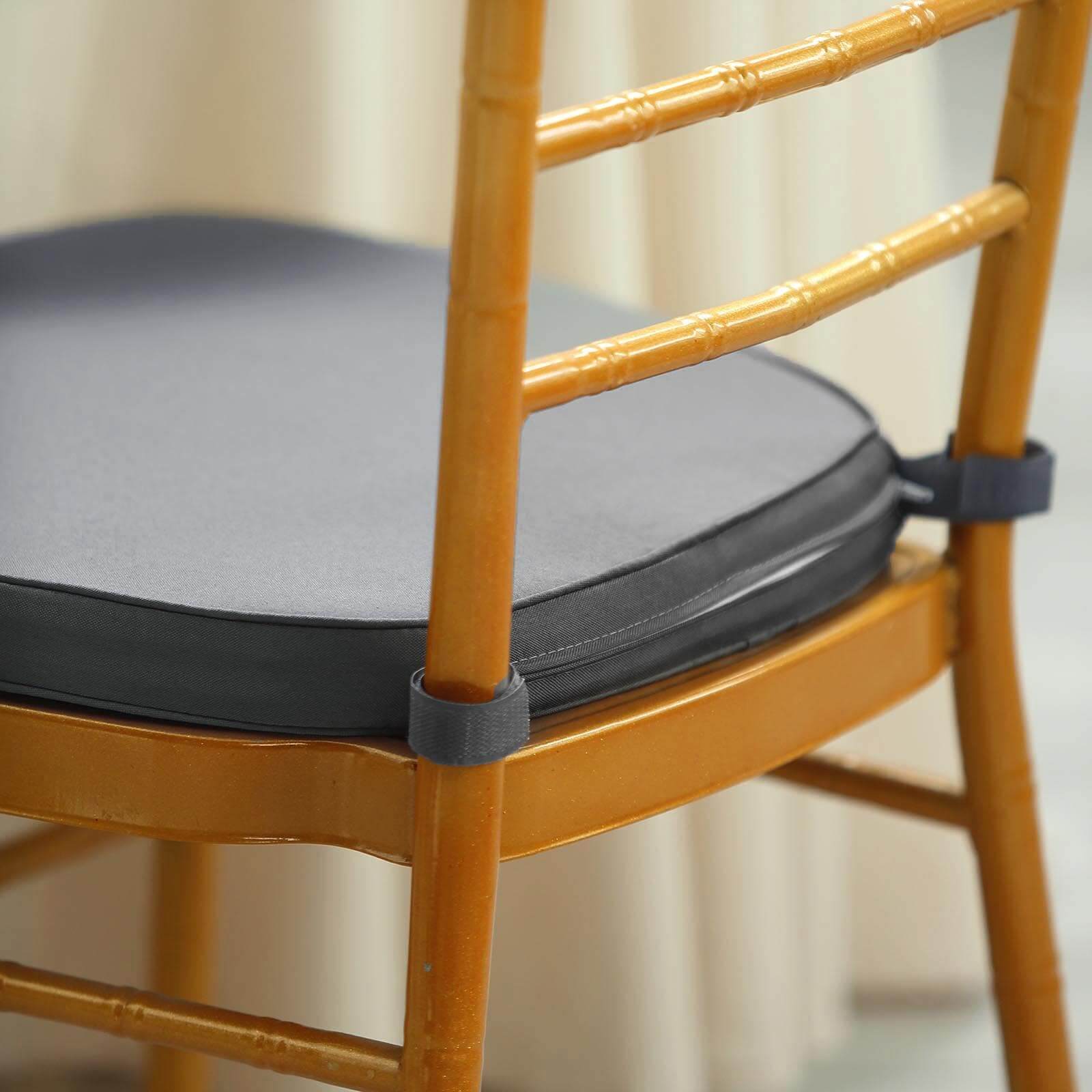 Chiavari Chair Cushion with 1.5 Thick Memory Foam and Ties Charcoal Gray - Stylish Removable Cover for Comfort