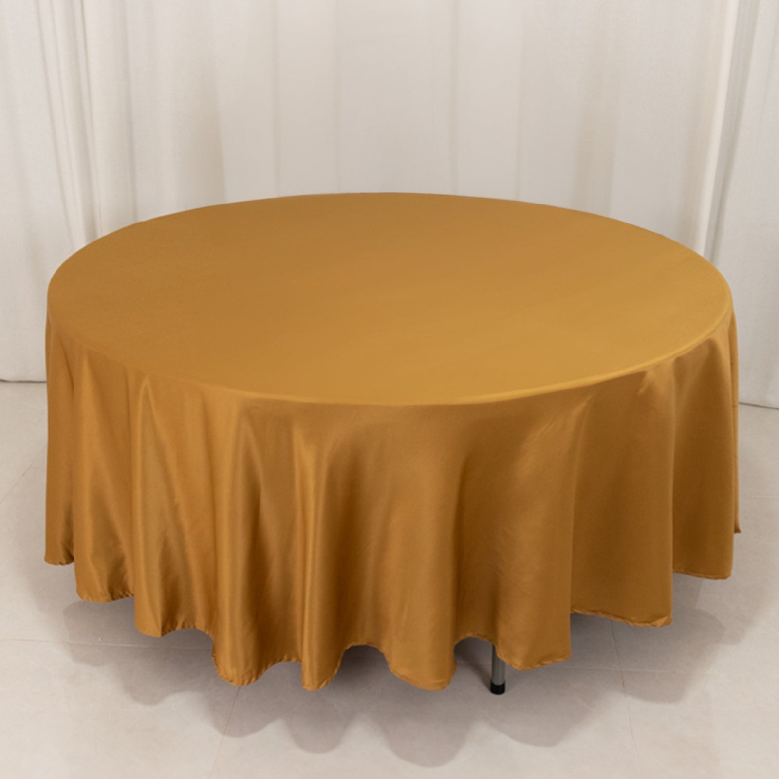 Lamour Satin 108 Round Tablecloth Gold - Durable & Silk-Like Table Cover for Classy Weddings & Events