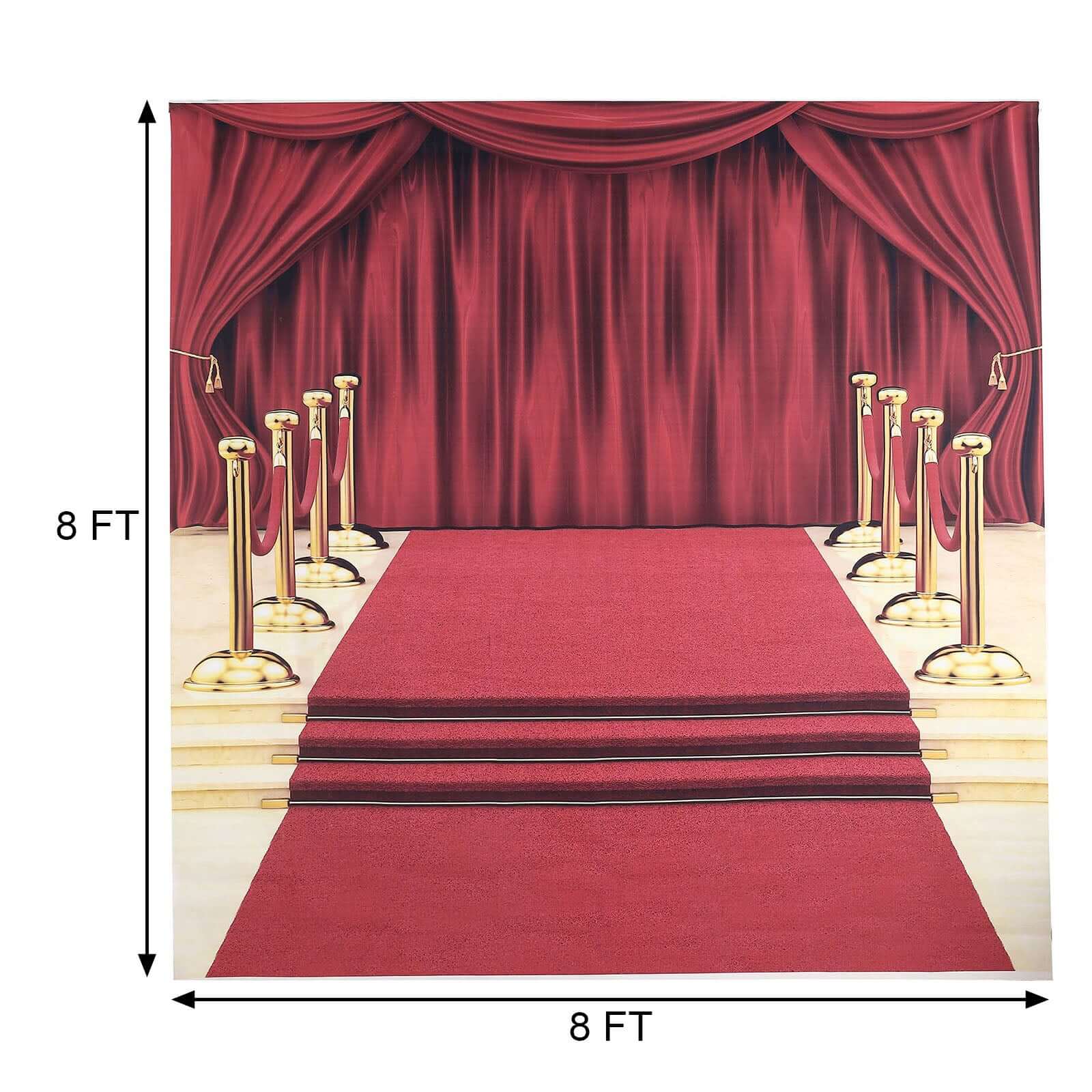 8ftx8ft Hollywood Red Carpet and Curtain Vinyl Photography Backdrop