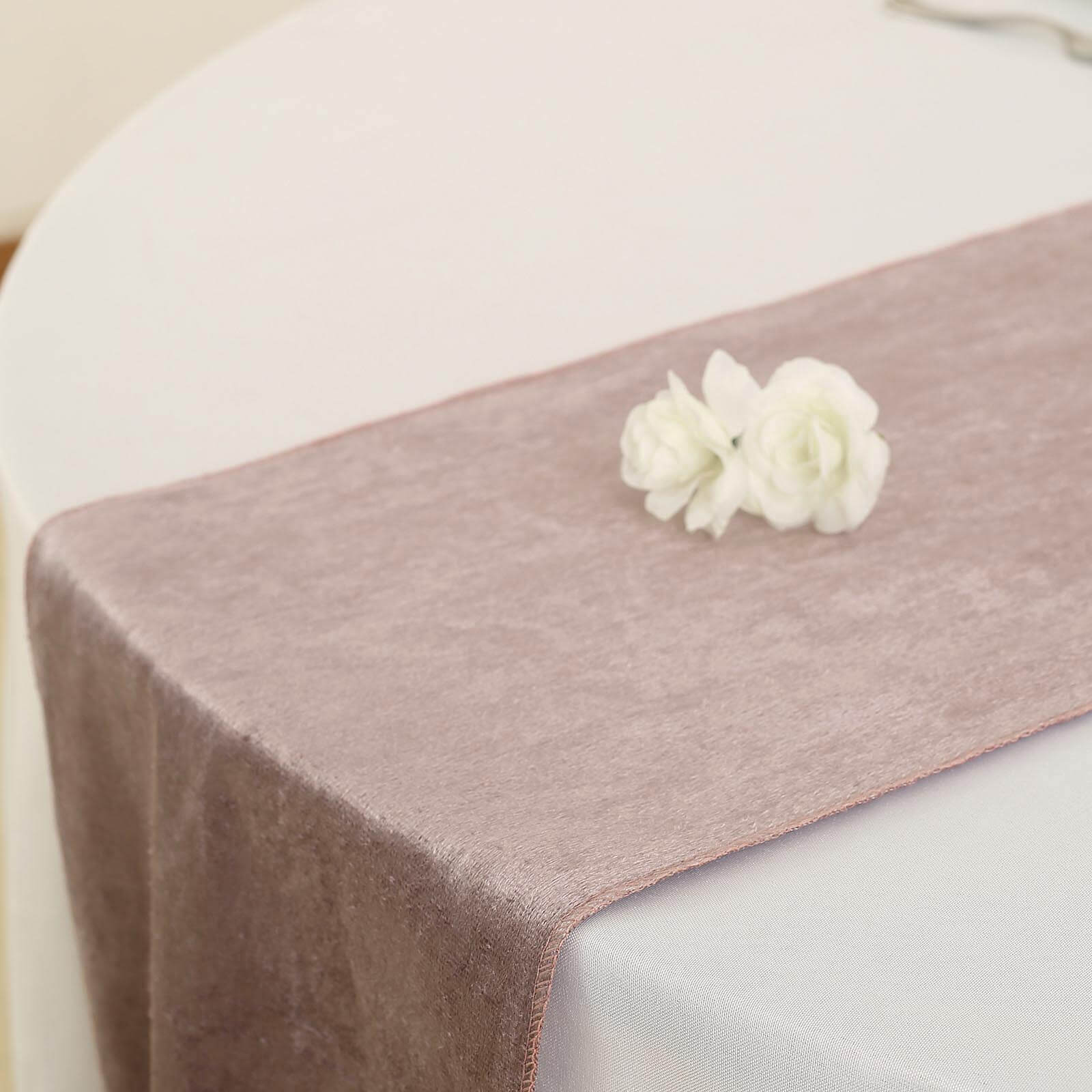 Premium Velvet 12x108 Table Runner Mauve - Sheen Finish Reusable Table Decor