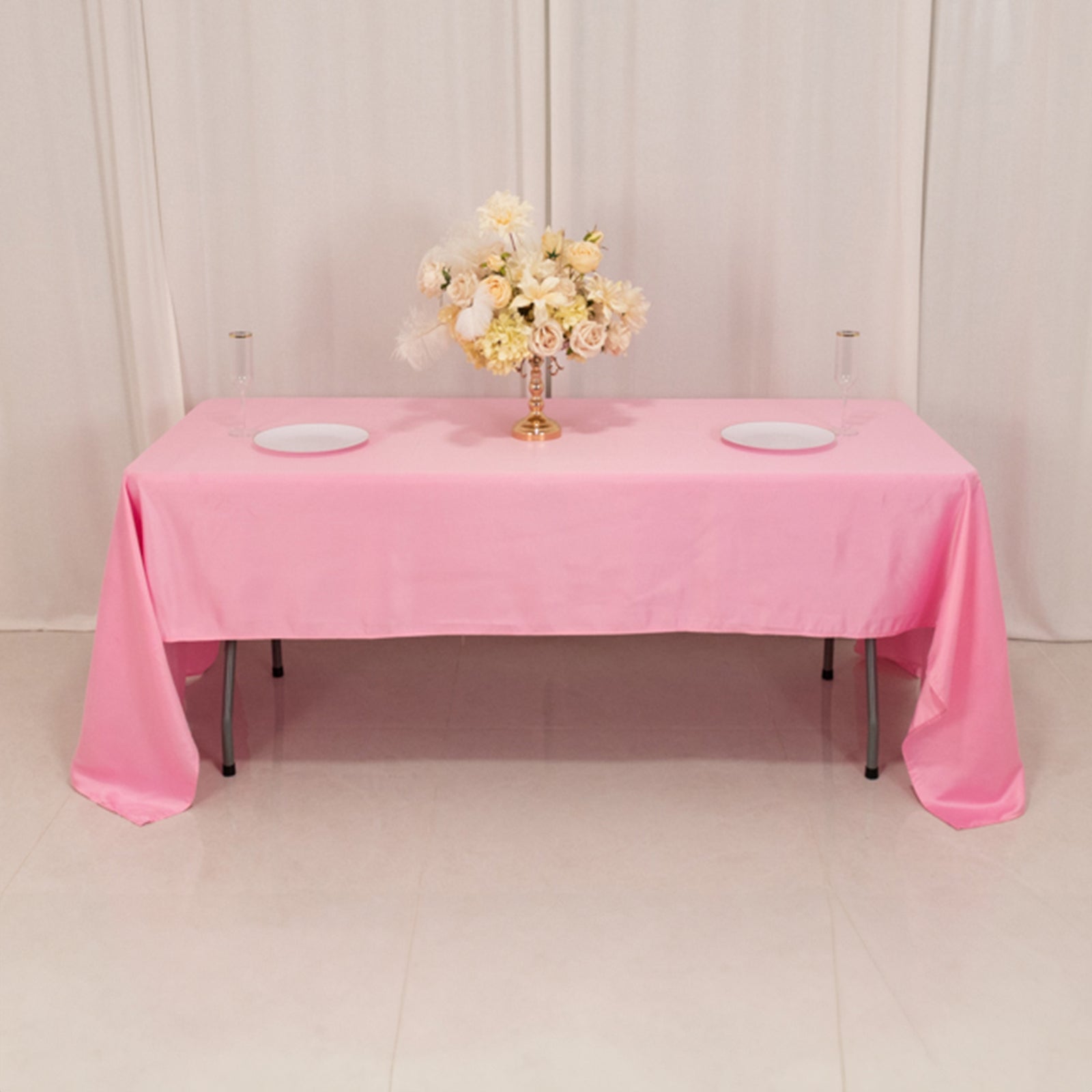 Lamour Satin 60x126 Rectangle Tablecloth Pink - Soft & Silk-Like Table Cover