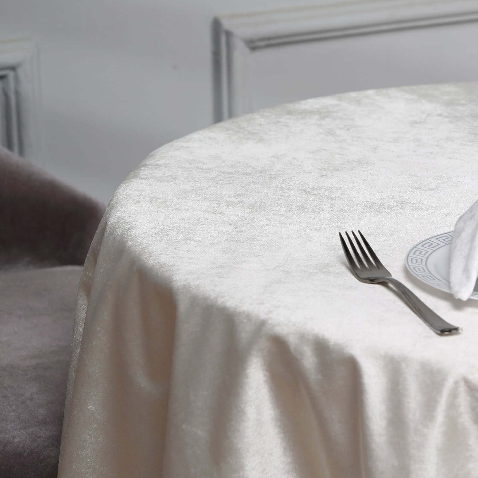 Premium Velvet 54x54 Square Table Overlay Square Tablecloth Ivory - Exquisite Soft Textured Feel Reusable Table Cover