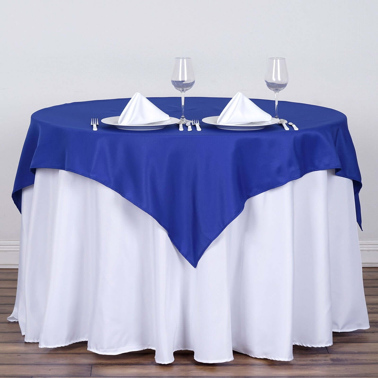 Polyester 54x54 Table Overlay Square Tablecloth Royal Blue - Wrinkle-Resistant & Durable Table Cover