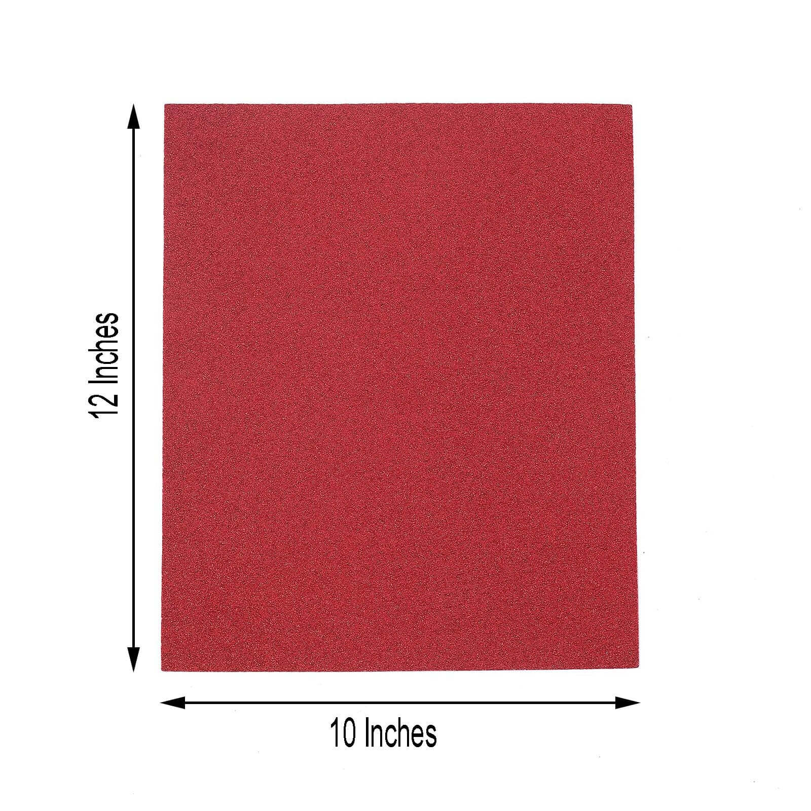 10 Pack Burgundy Self-Adhesive Glitter DIY Craft Foam Sheets - 12x10