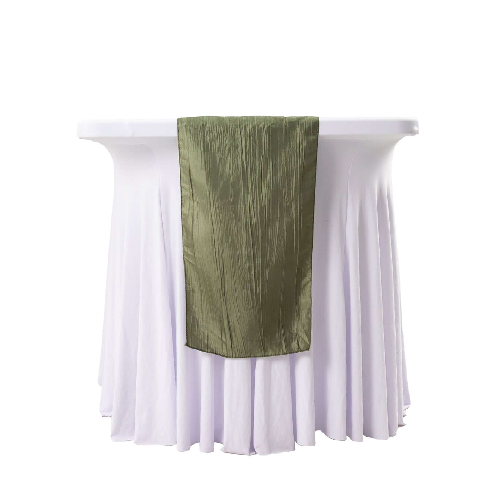 Taffeta 12x108 Table Runner Dusty Sage Green - Accordion Crinkle Design