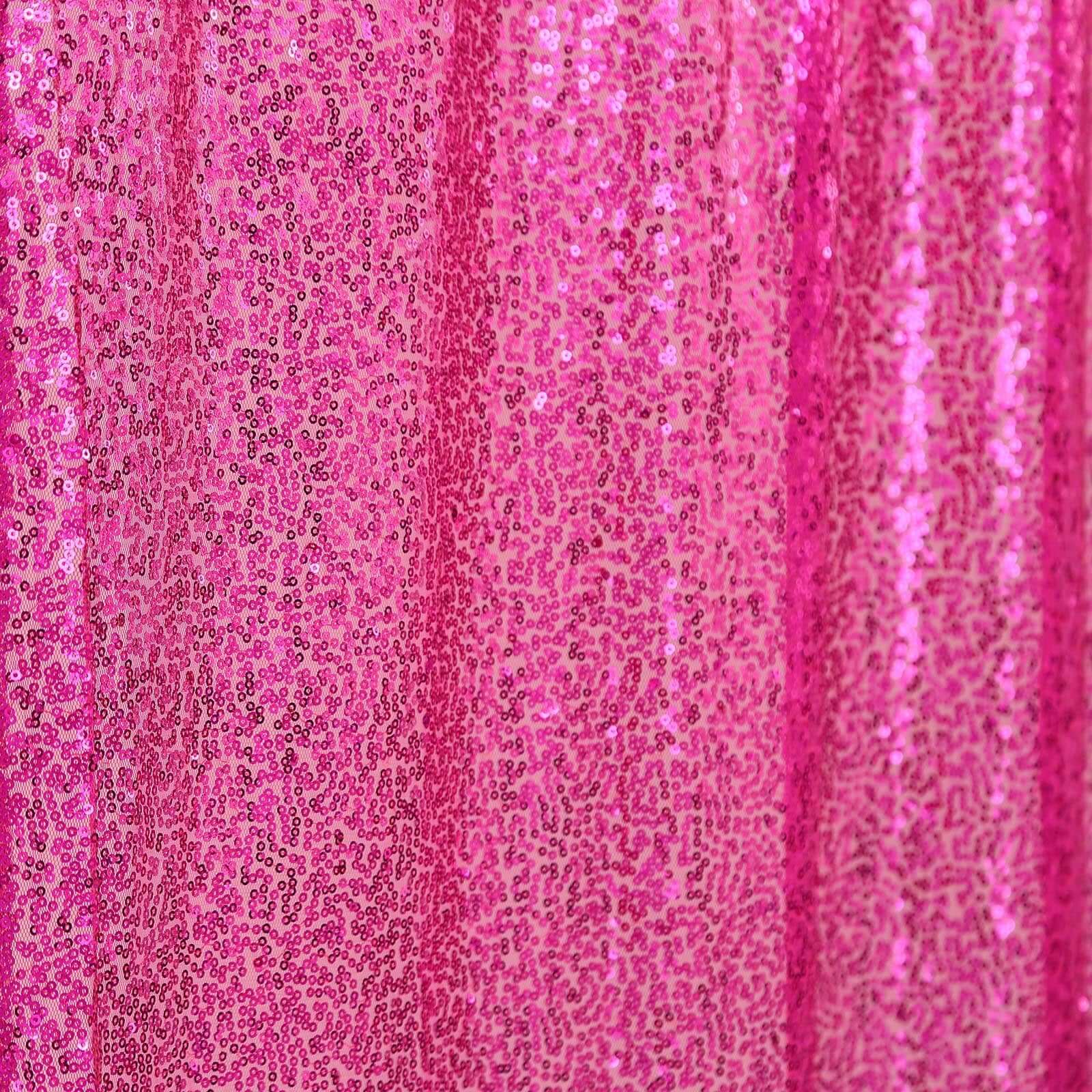 8ftx8ft Fuchsia Sequin Event Curtain Drapes, Backdrop Event Panel