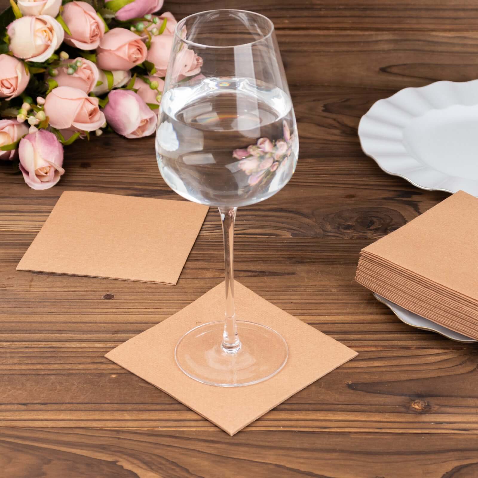 20-Pack Paper Linen-Like Cocktail Napkins Terracotta (Rust) - Disposable 5x5 Airlaid Soft Napkins