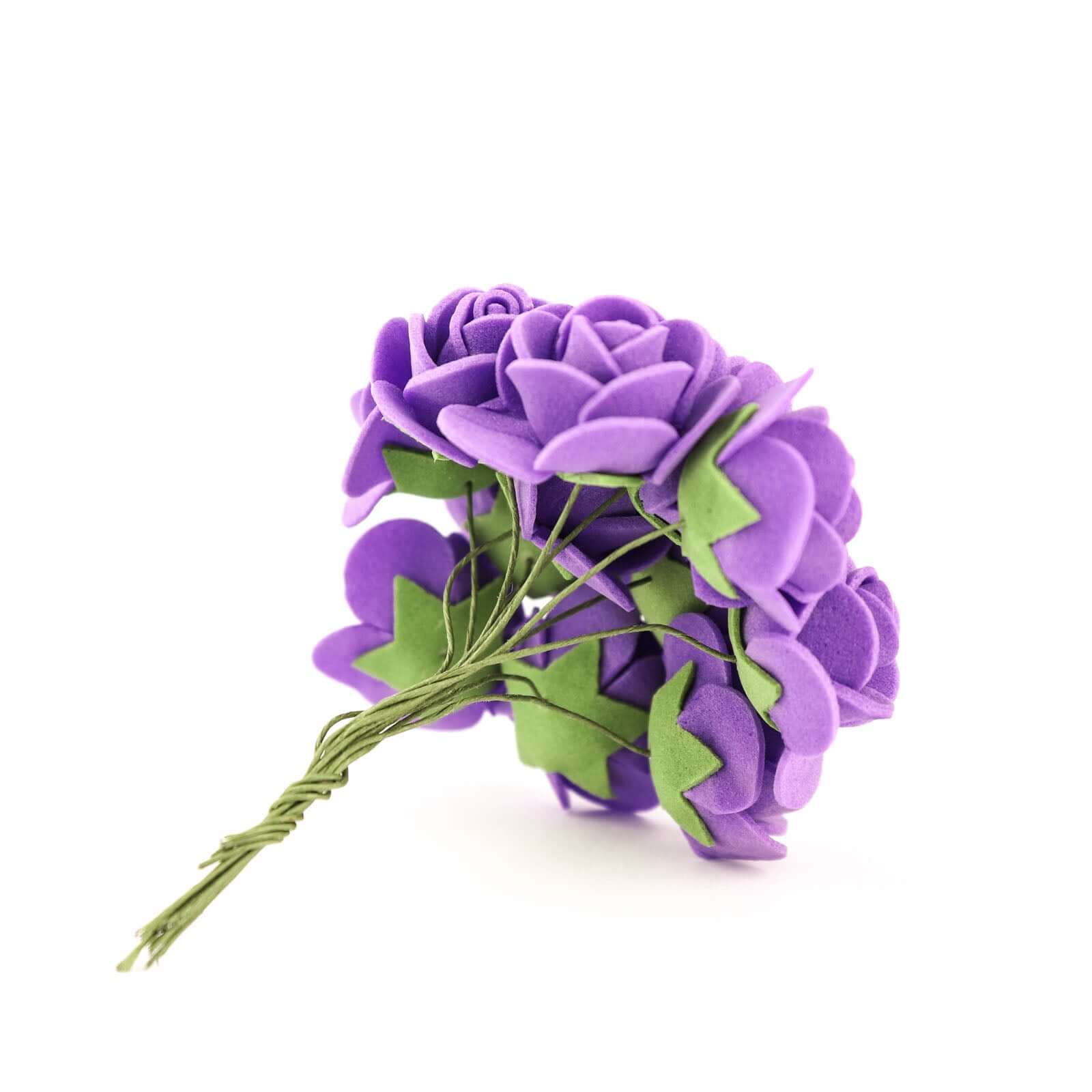 48 Roses 1 Purple Real Touch Artificial DIY Foam Rose Flowers With Stem, Craft Rose Buds