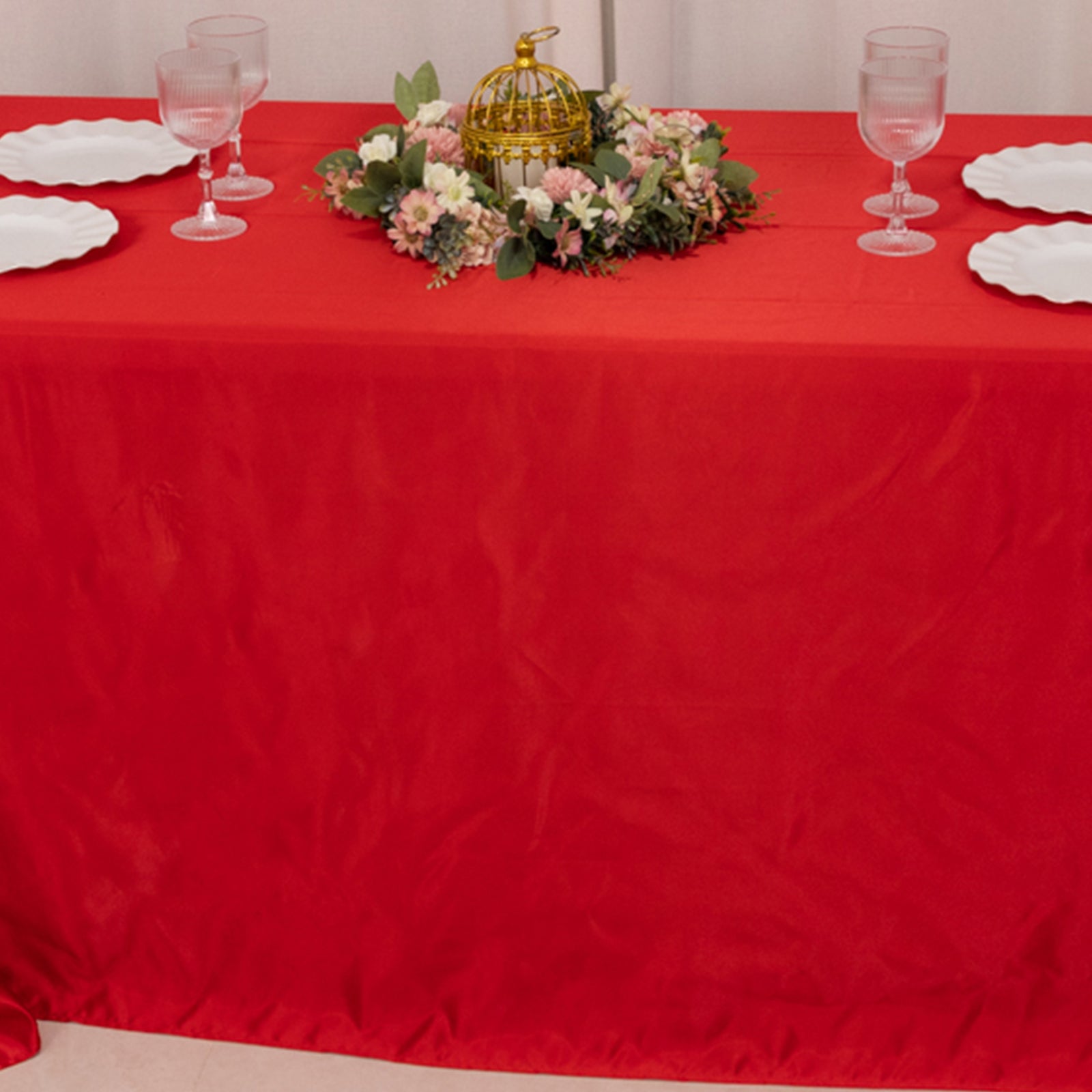 Lamour Satin 90x132 Rectangle Tablecloth Red - Soft & Silk-Like Seamless Table Cover