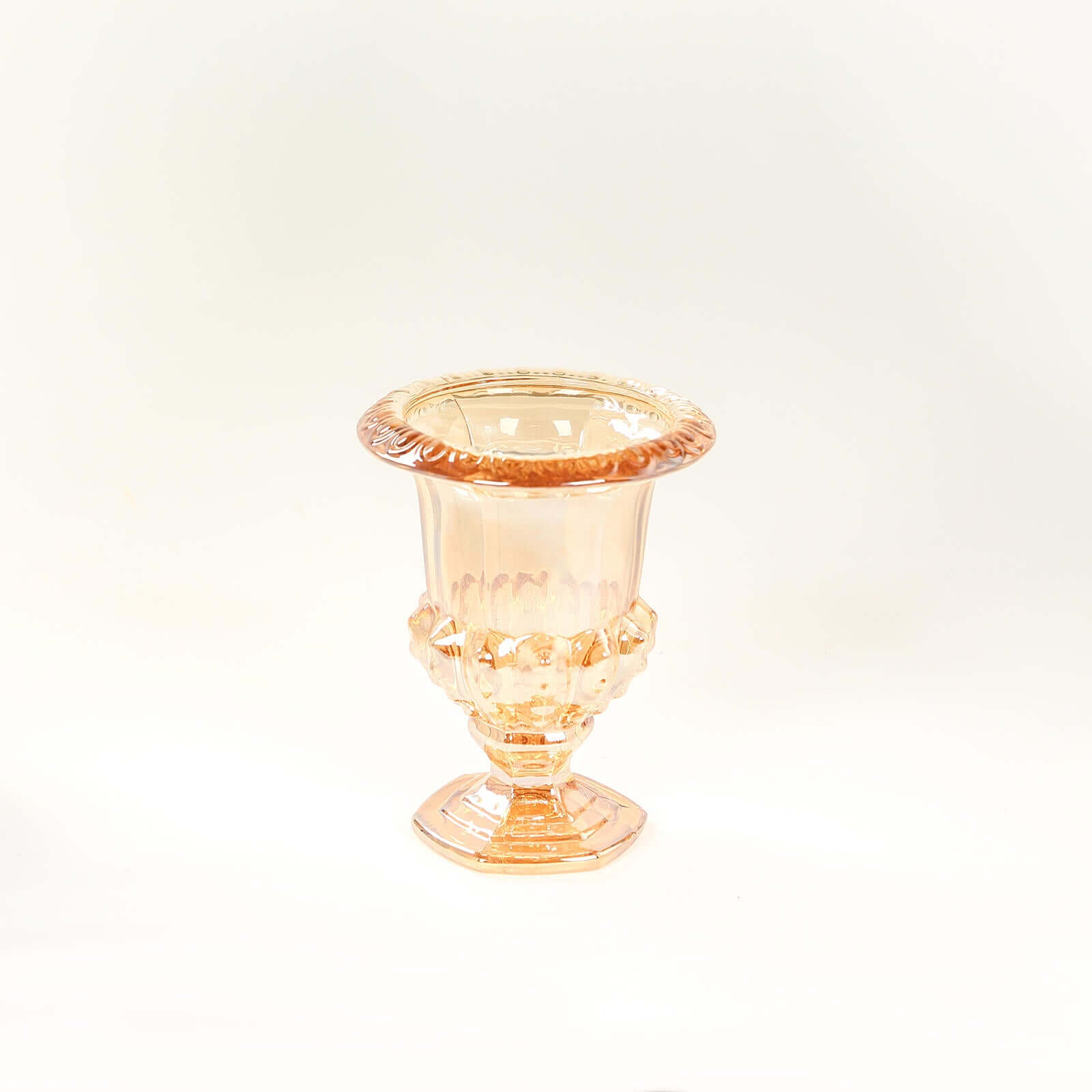 2-Pack Glass Mini Pedestal Flower Vases in Classic Roman Urn Style Amber Gold - Sophisticated Wedding Table Centerpieces 8