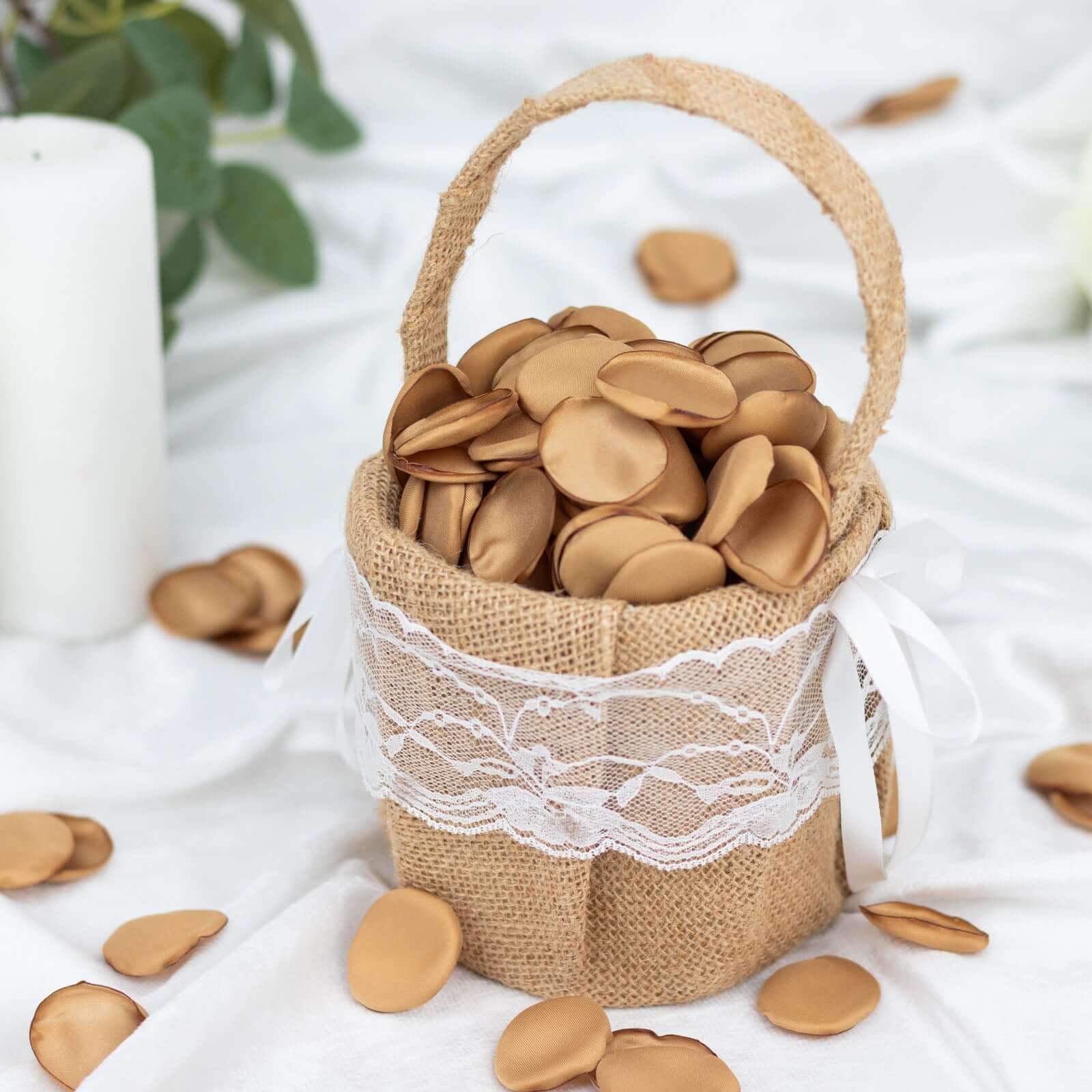 400-Pack Rose Petals Life-Like Flower Confetti Gold Matte Silk Round - Perfect for Event Tables 2