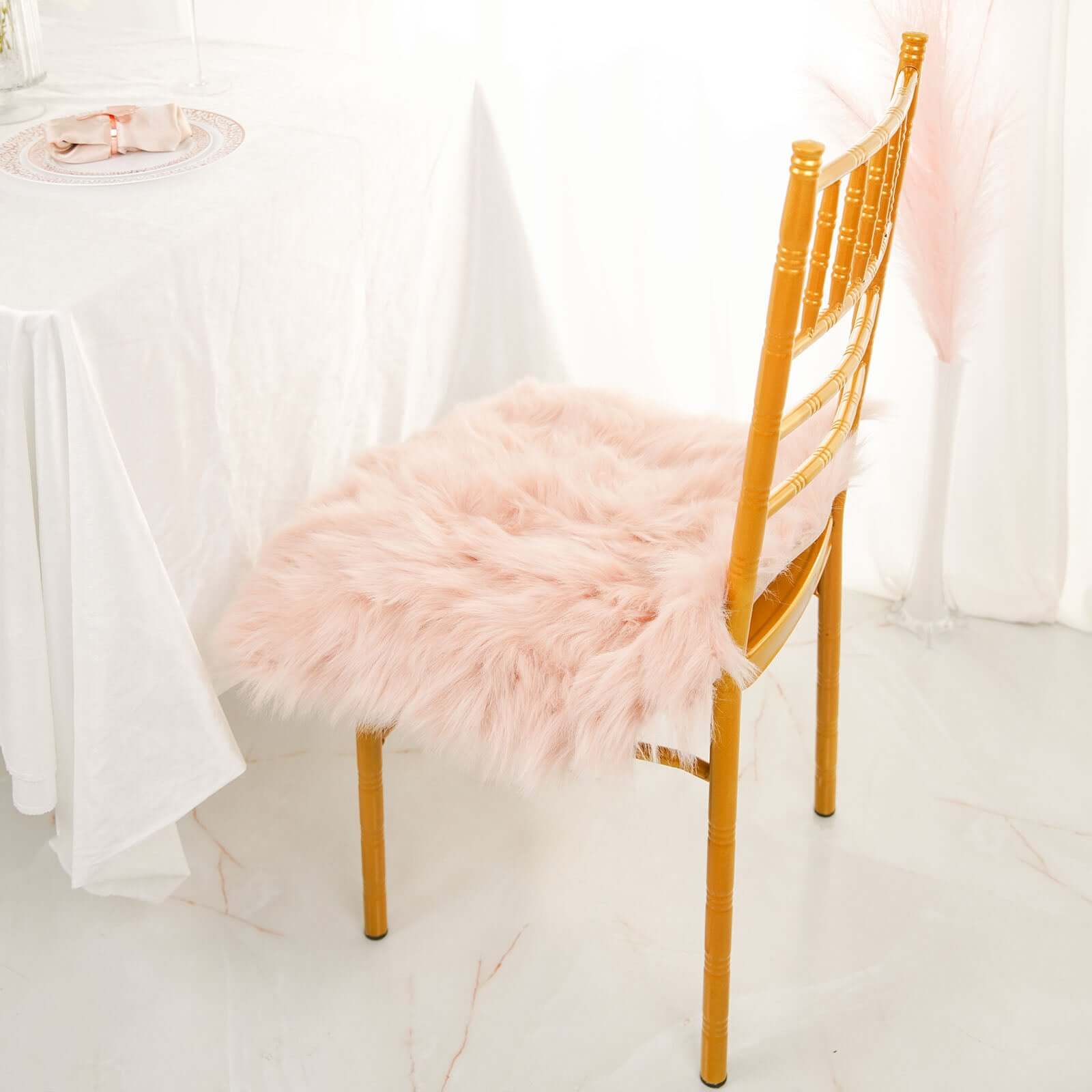 Faux Sheepskin 20 Cushion Cover with Soft Plush Finish Dusty Rose - Stylish Small Shag Area Rug for Events
