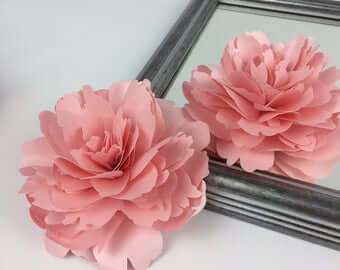 Set of 6 Black Charcoal Gray Peony 3D Paper Flowers Wall Decor - 7,9,11