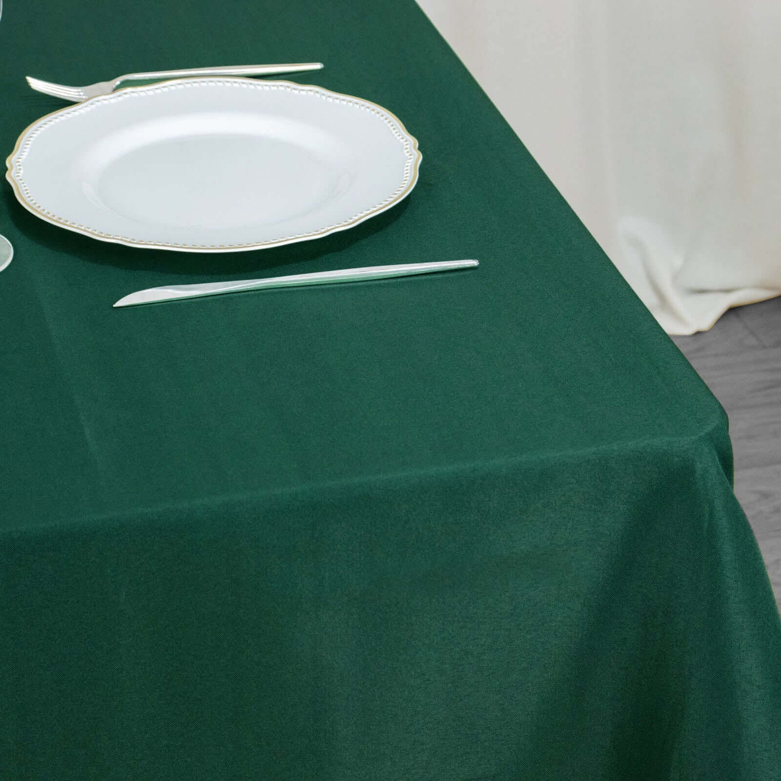 Premium Polyester 54x54 Table Overlay Square Tablecloth Hunter Emerald Green - 220GSM Stain and Wrinkle-Resistant Table Topper