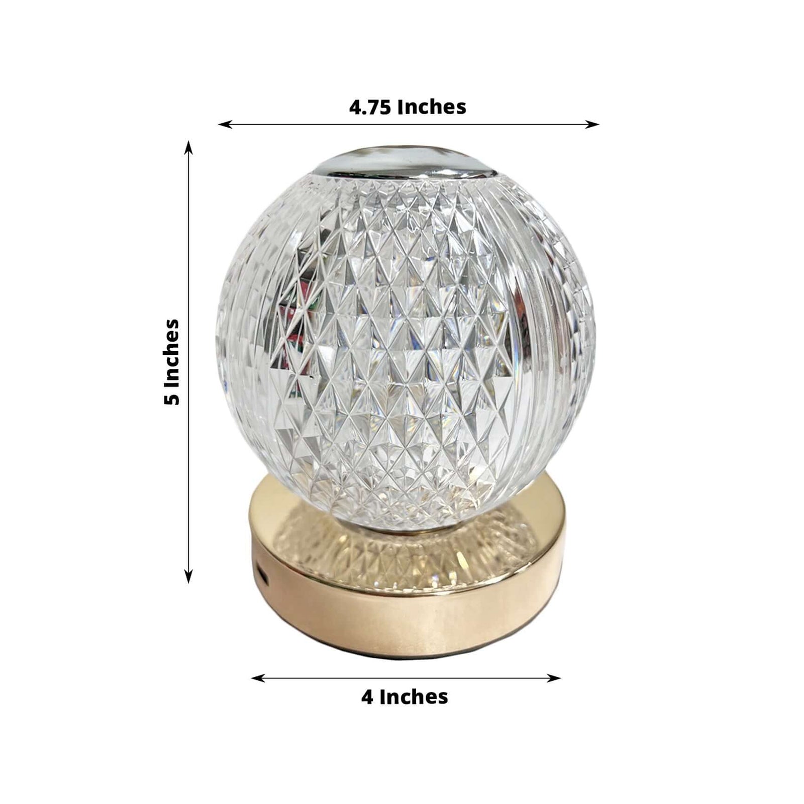 Acrylic LED Table Lamp Diamond Cut Ball Design Rechargeable - Dimmable Touch Control Decorative Night Light 5