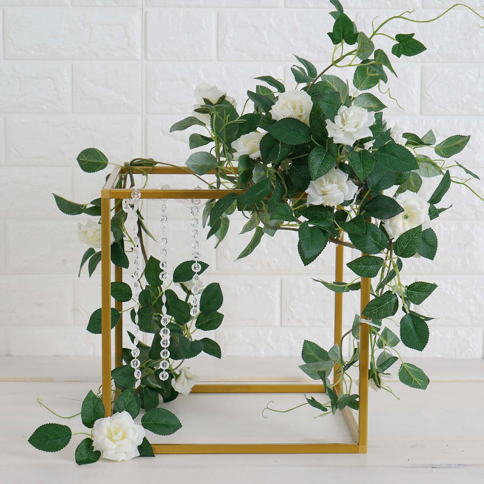 2-Pack Metal Flower Stands Gold Geometric Wedding Centerpieces Square Frame - Durable Display 12