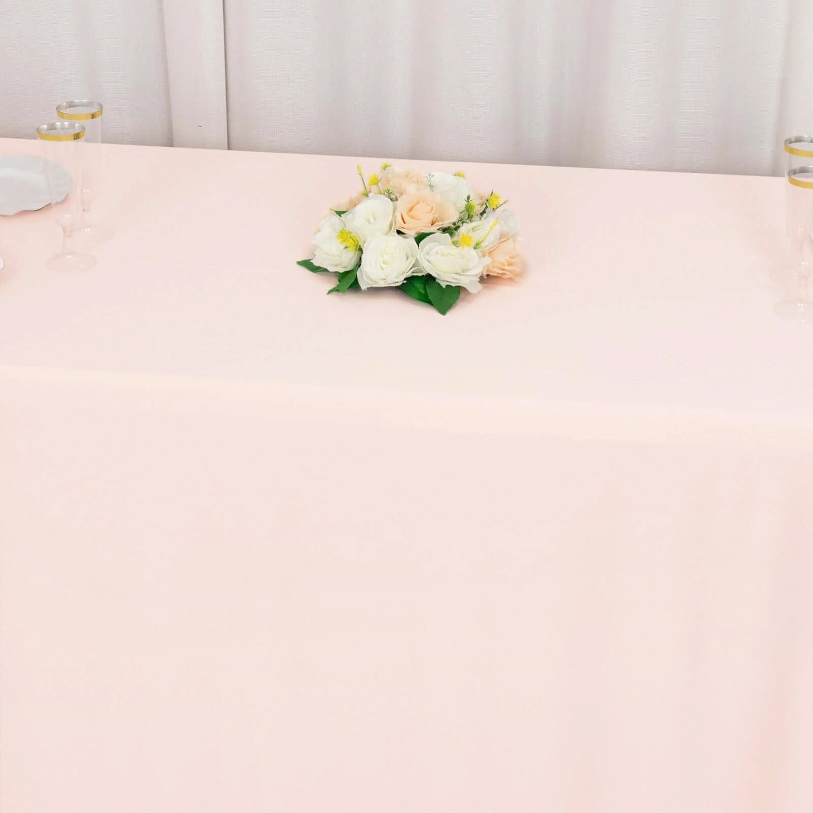 Premium Scuba Rectangular 90x156 Tablecloth Blush - Wrinkle Free, Stain Resistant & Seamless Table Cover