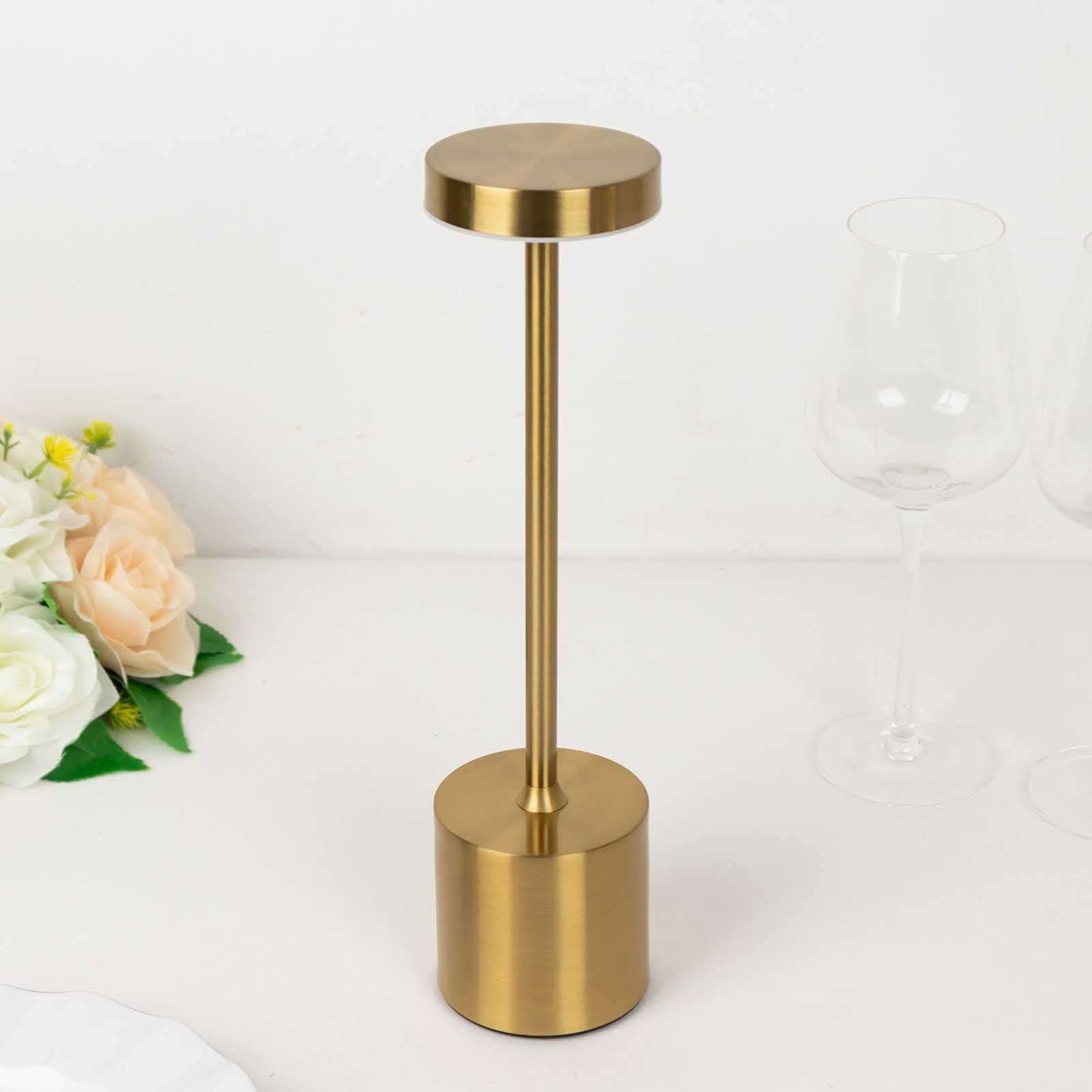 Cordless Table Lamp Modern Metal Gold Design LED Dimmable with Touch Control - Rechargeable Night Light 13