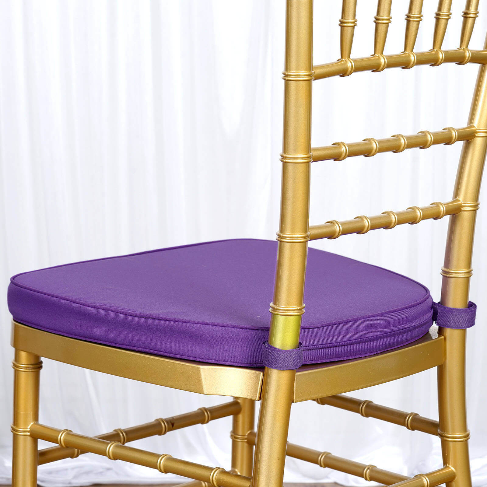 Chiavari Chair Cushion with 1.5 Thick Memory Foam and Ties Purple - Stylish Removable Cover for Comfort