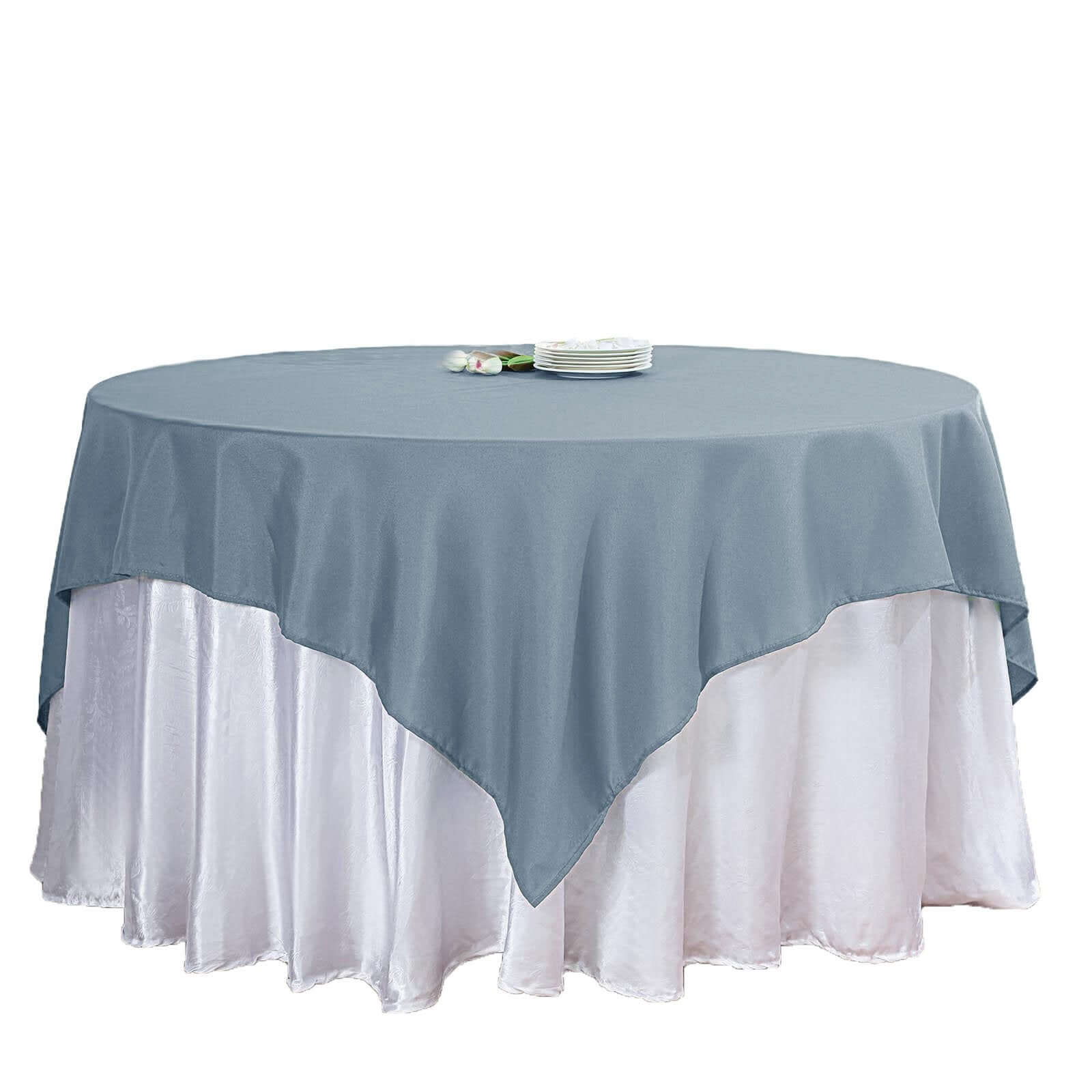 Polyester 54x54 Table Overlay Square Tablecloth Dusty Blue - Wrinkle-Resistant & Durable Table Cover