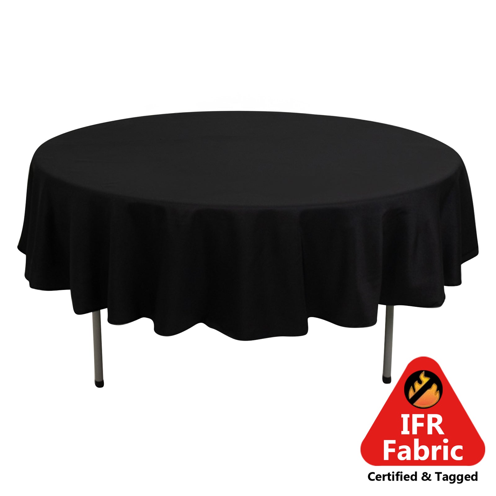 Fire Retardant Premium Polyester 90 Round Tablecloth Black - High-Performance Table Cover