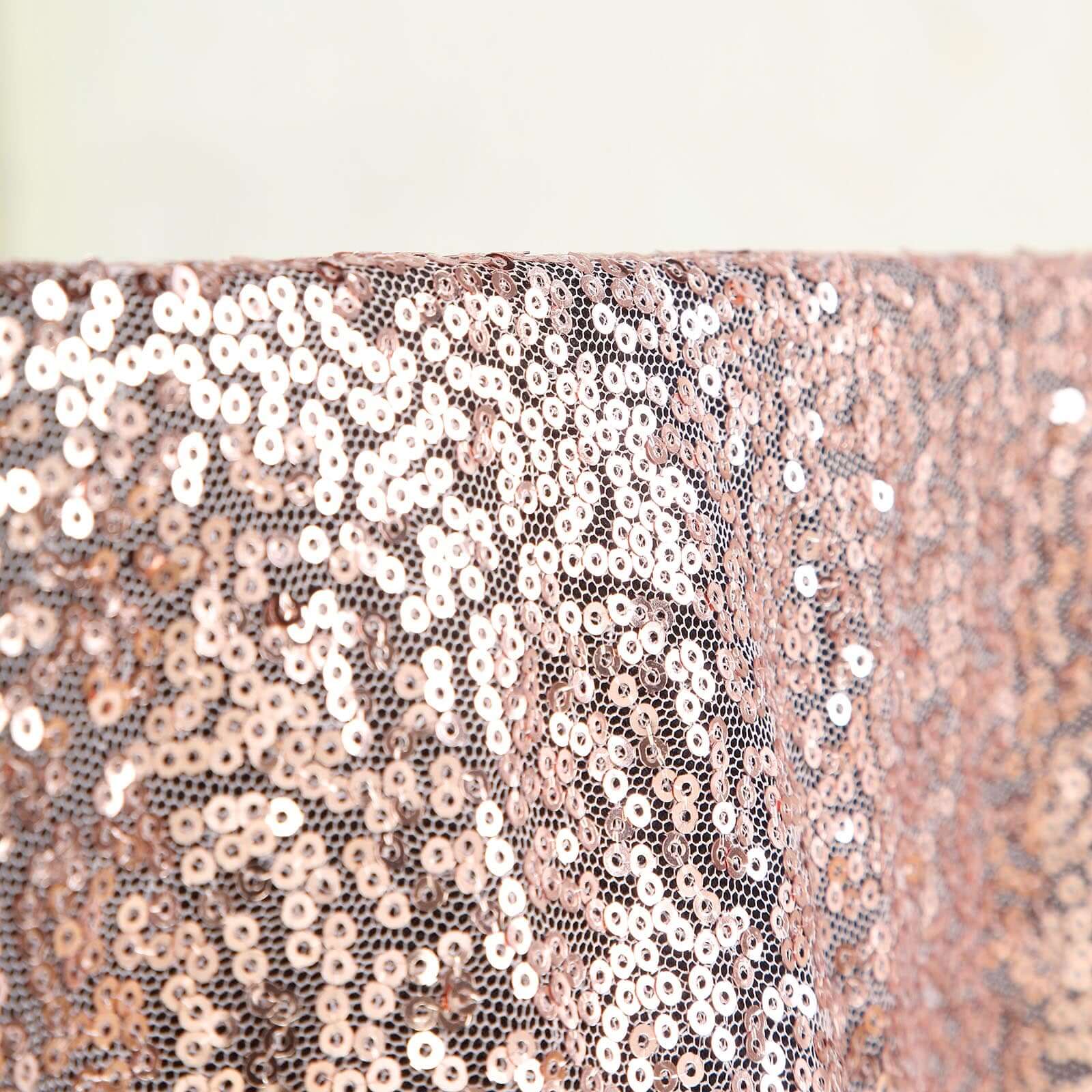 Sequin 132 Round Tablecloth Rose Gold - Seamless Dazzling Table Cover