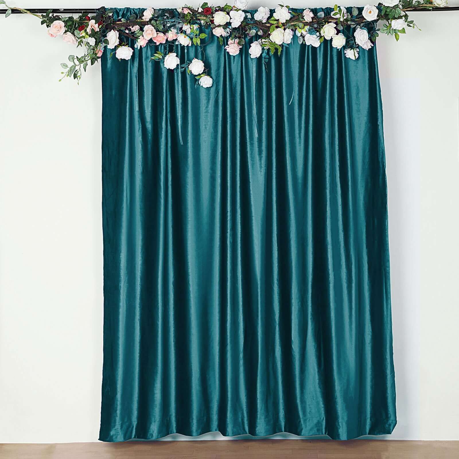 8ftx8ft Peacock Teal Premium Smooth Velvet Event Curtain Drapes, Privacy Backdrop Event Panel with Rod Pocket